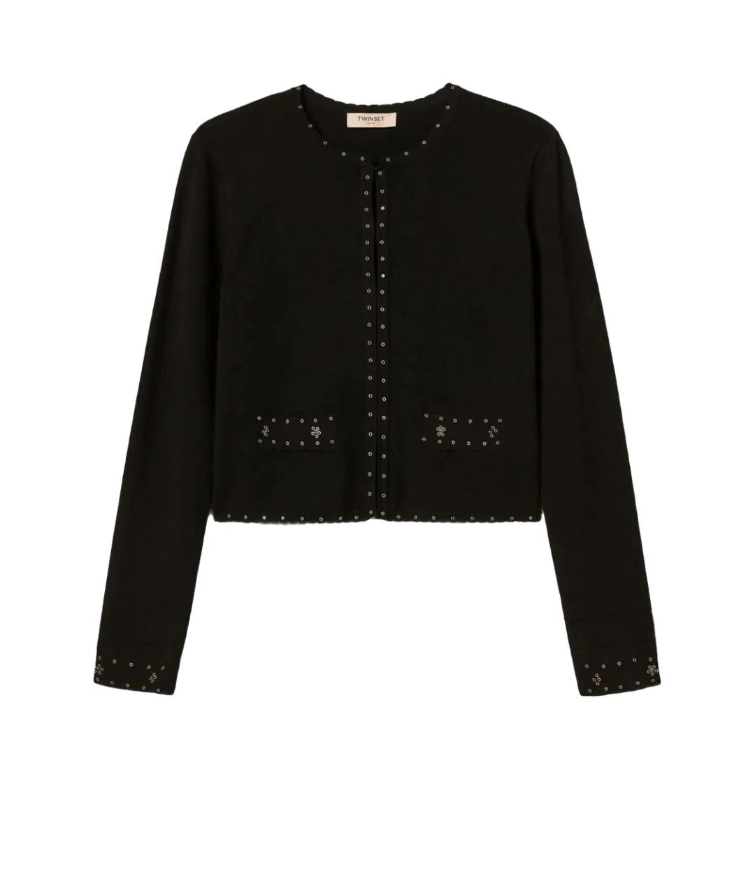 TWIN-SET Черный вискозный кардиган, фото 1