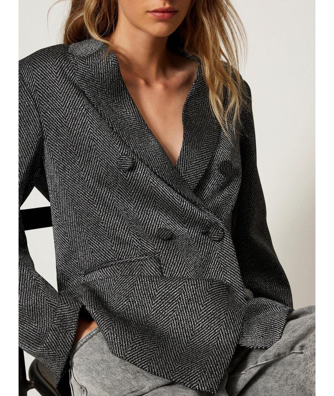 TWIN-SET Серый полиэстеровый жакет/пиджак, фото 5