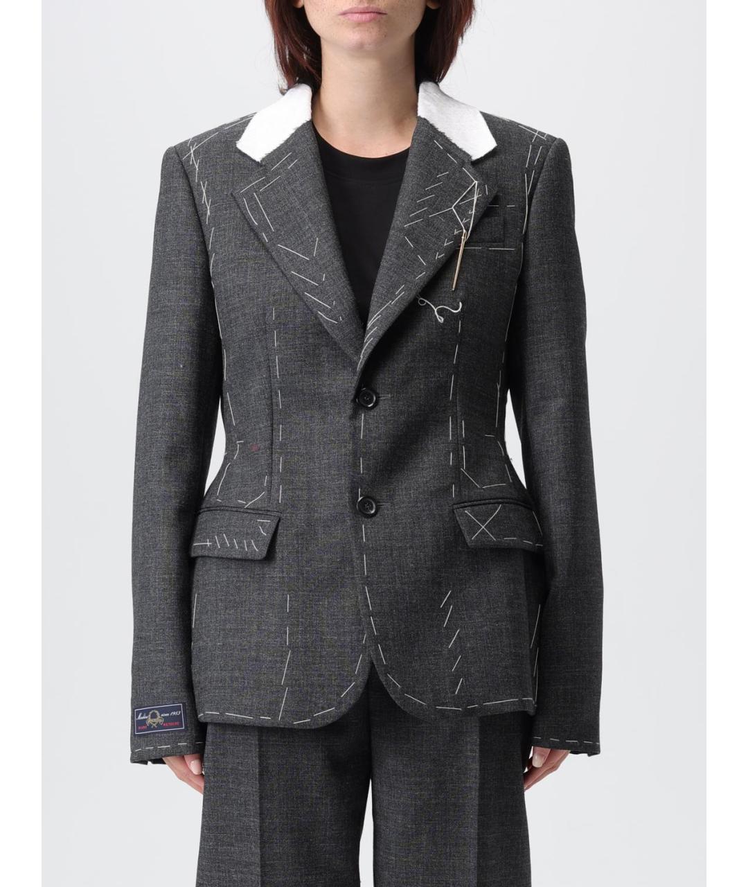 MOSCHINO Серый шерстяной жакет/пиджак, фото 6