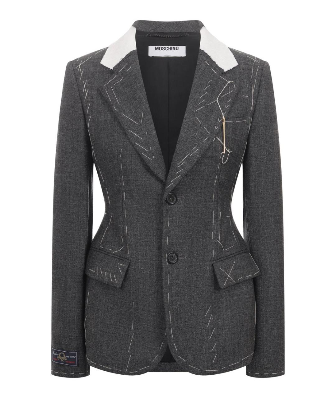 MOSCHINO Серый шерстяной жакет/пиджак, фото 1