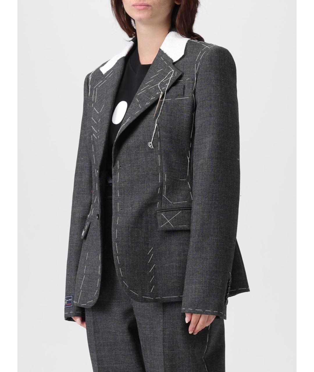 MOSCHINO Серый шерстяной жакет/пиджак, фото 4