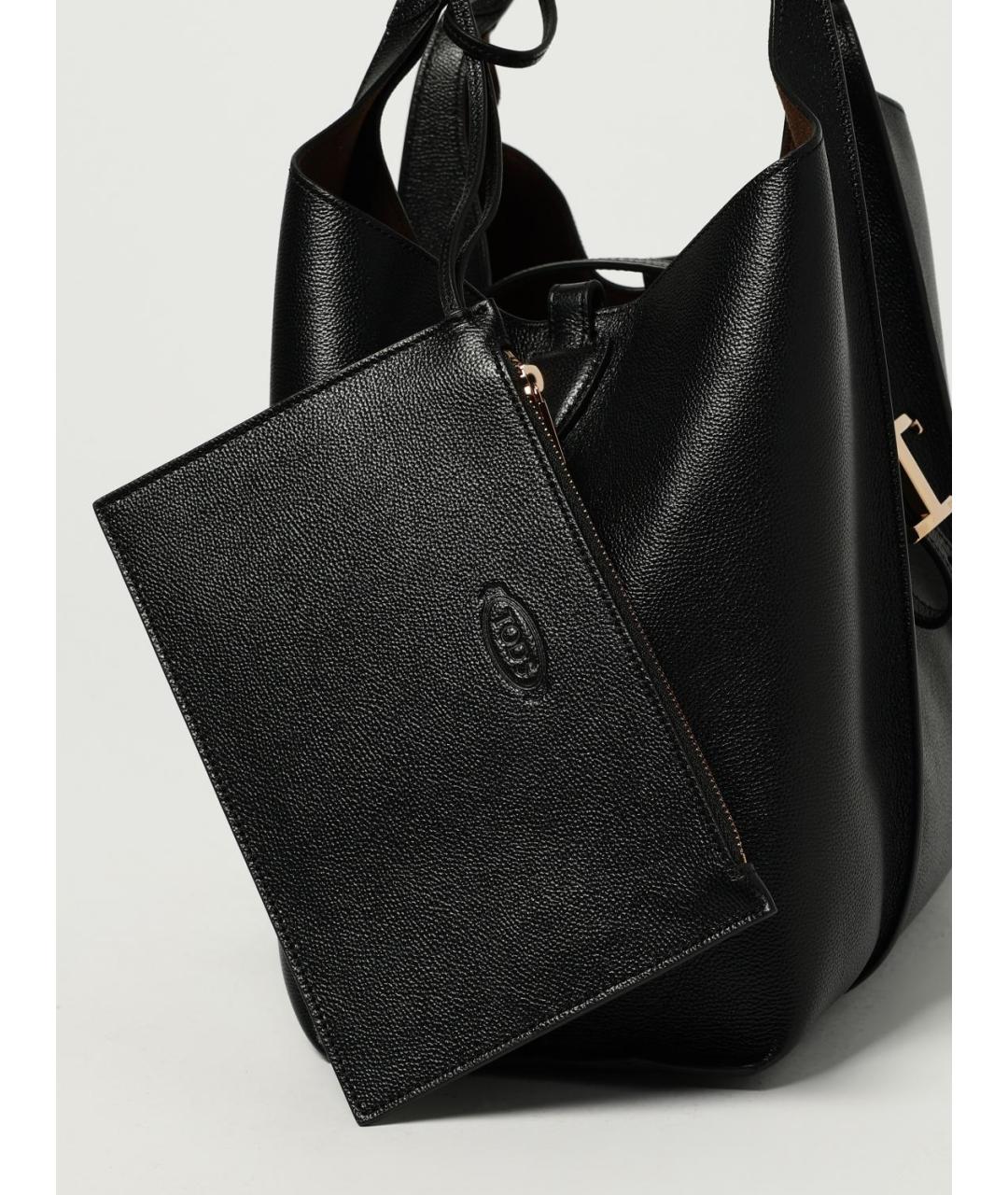 TOD'S Черная кожаная сумка тоут, фото 3