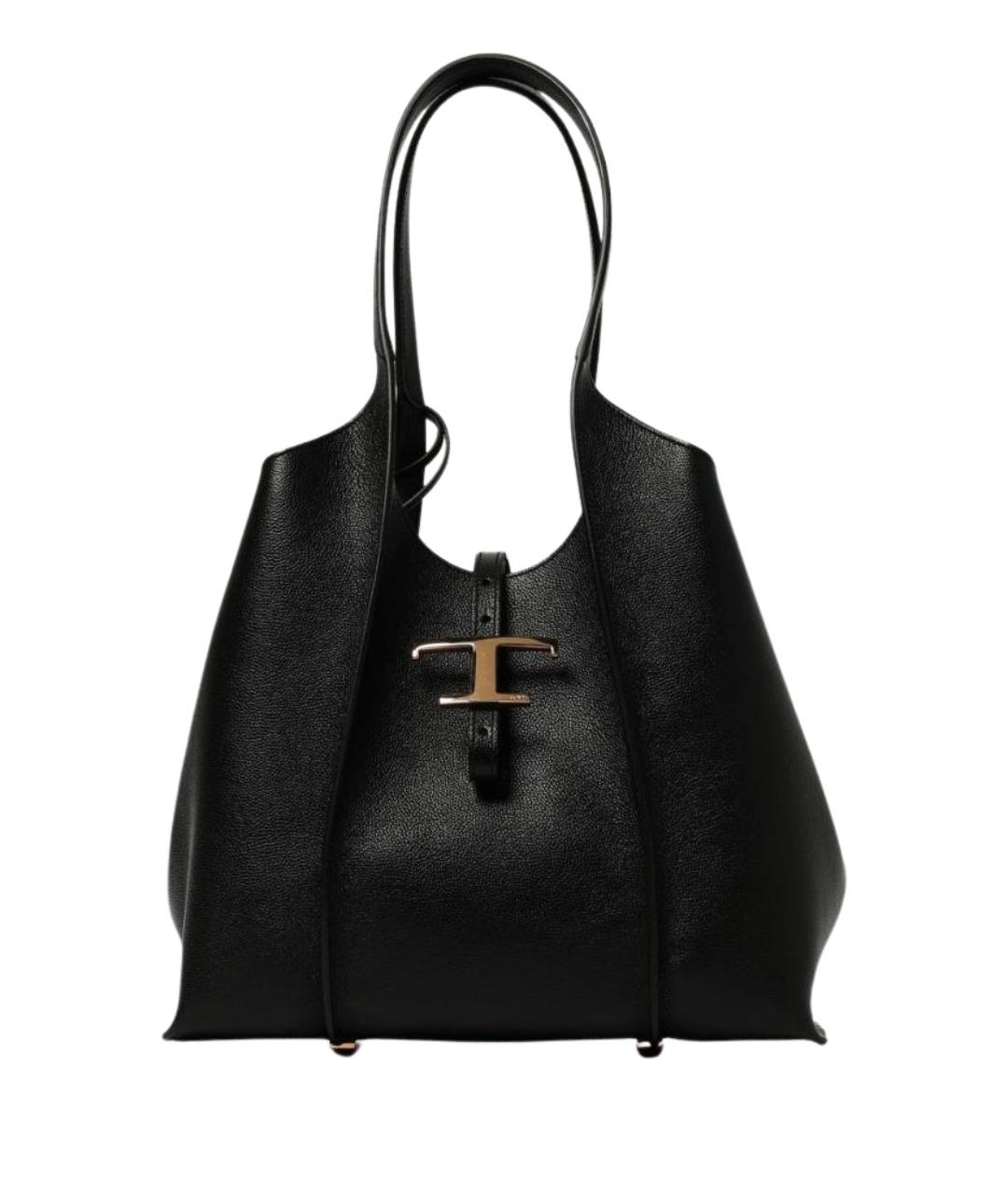 TOD'S Черная кожаная сумка тоут, фото 1