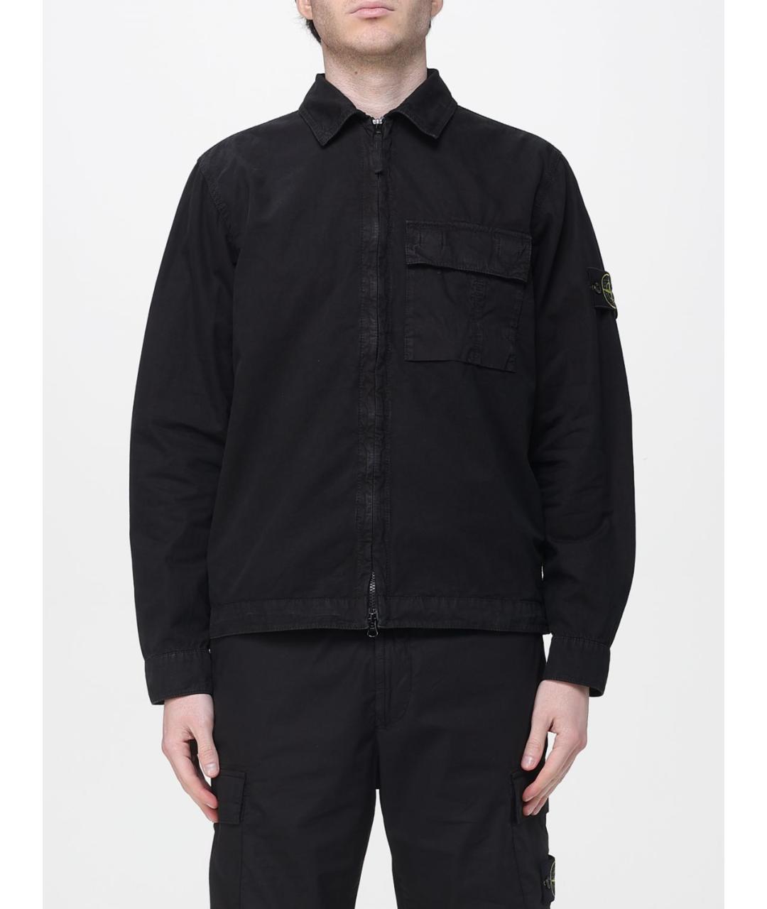 STONE ISLAND Черная хлопковая куртка, фото 2