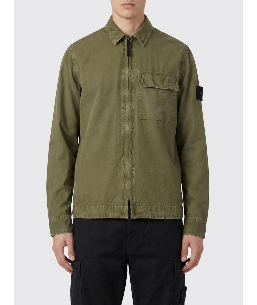 STONE ISLAND Хаки хлопковая куртка, фото 3