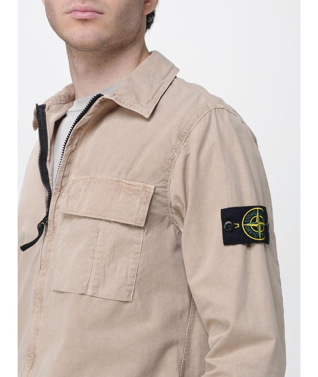 STONE ISLAND Бежевая хлопковая куртка, фото 4