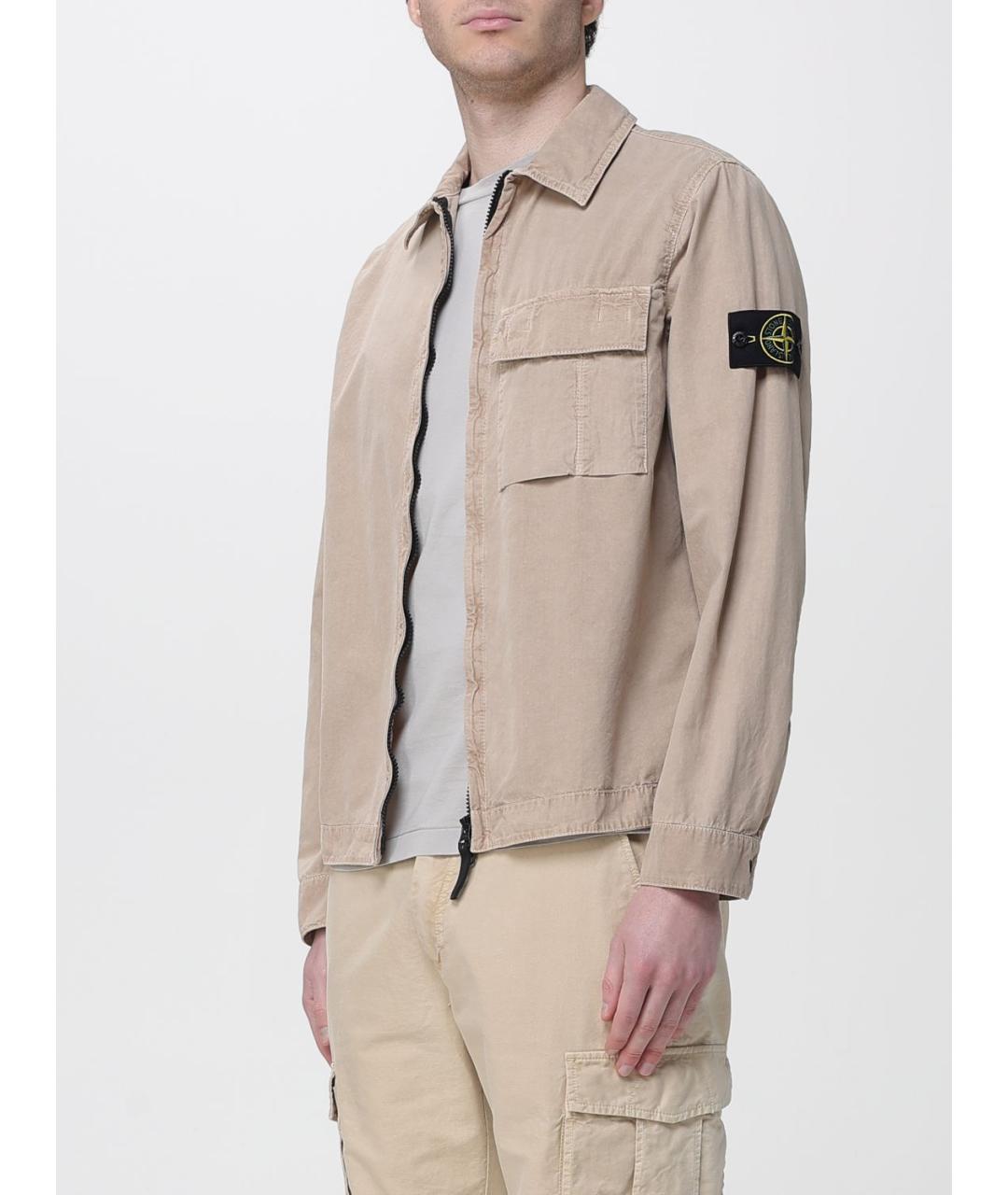 STONE ISLAND Бежевая хлопковая куртка, фото 3