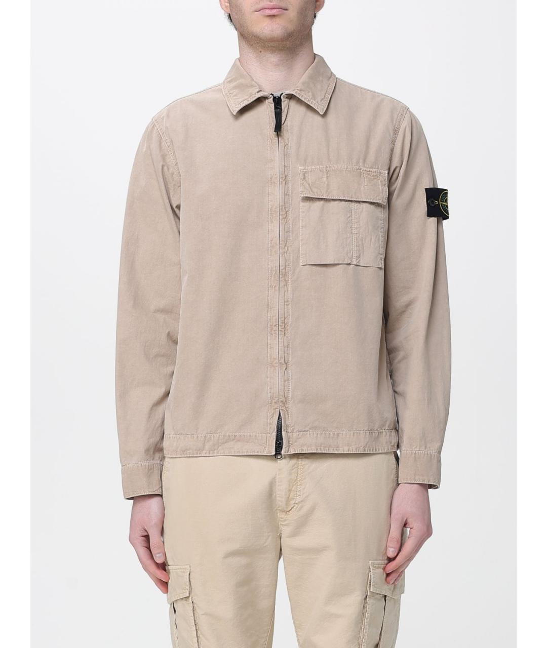 STONE ISLAND Бежевая хлопковая куртка, фото 5