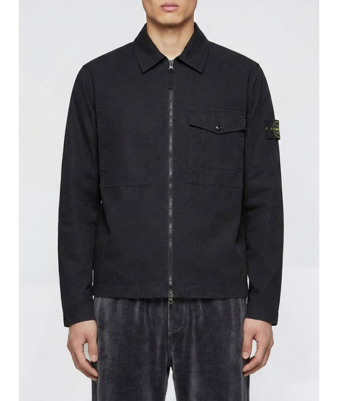 STONE ISLAND Черная хлопковая куртка, фото 2