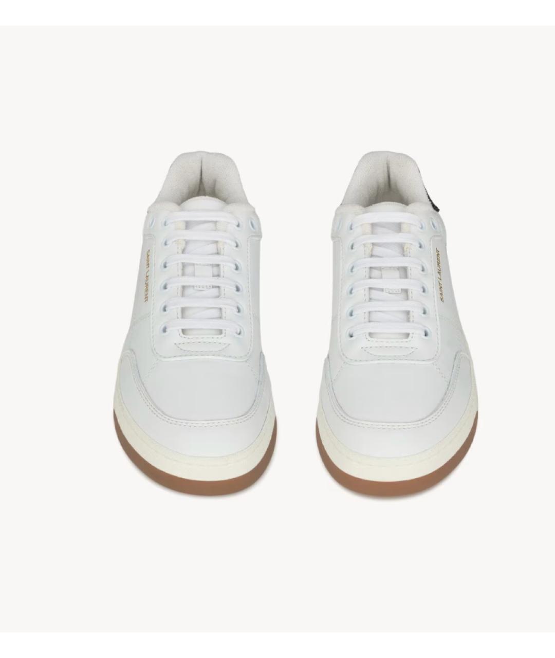 SAINT LAURENT Белые кожаные низкие кроссовки / кеды, фото 2