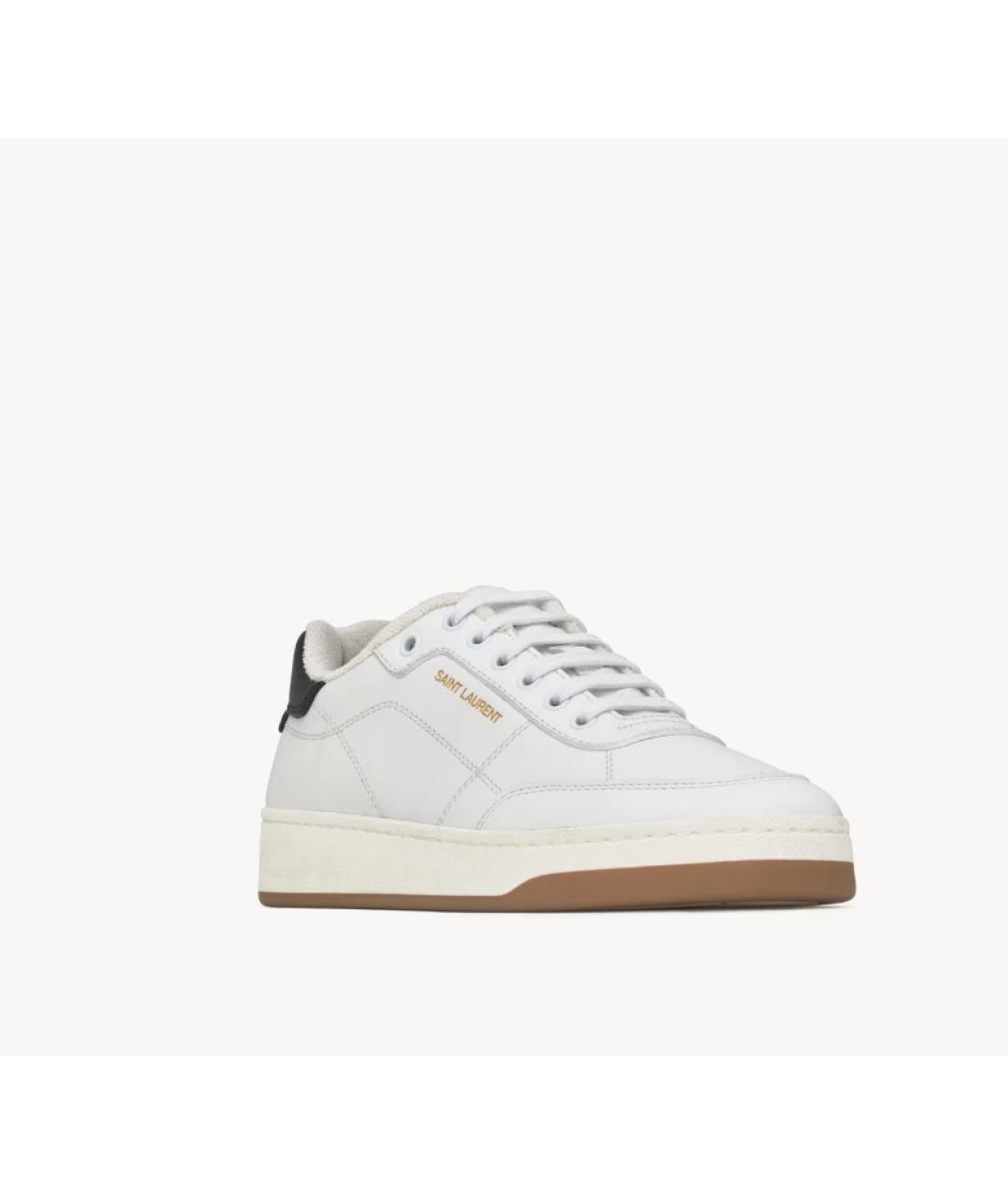 SAINT LAURENT Белые кожаные низкие кроссовки / кеды, фото 3