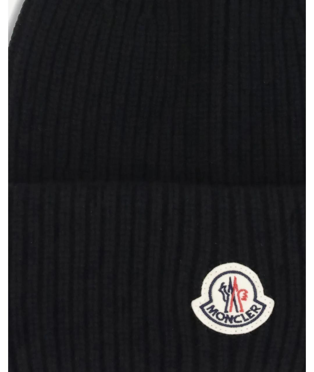 MONCLER Черная шерстяная шапка, фото 3