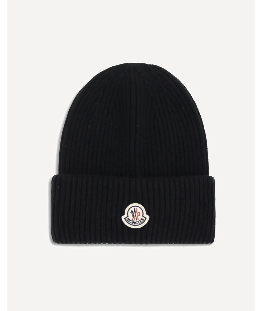 MONCLER Черная шерстяная шапка, фото 4