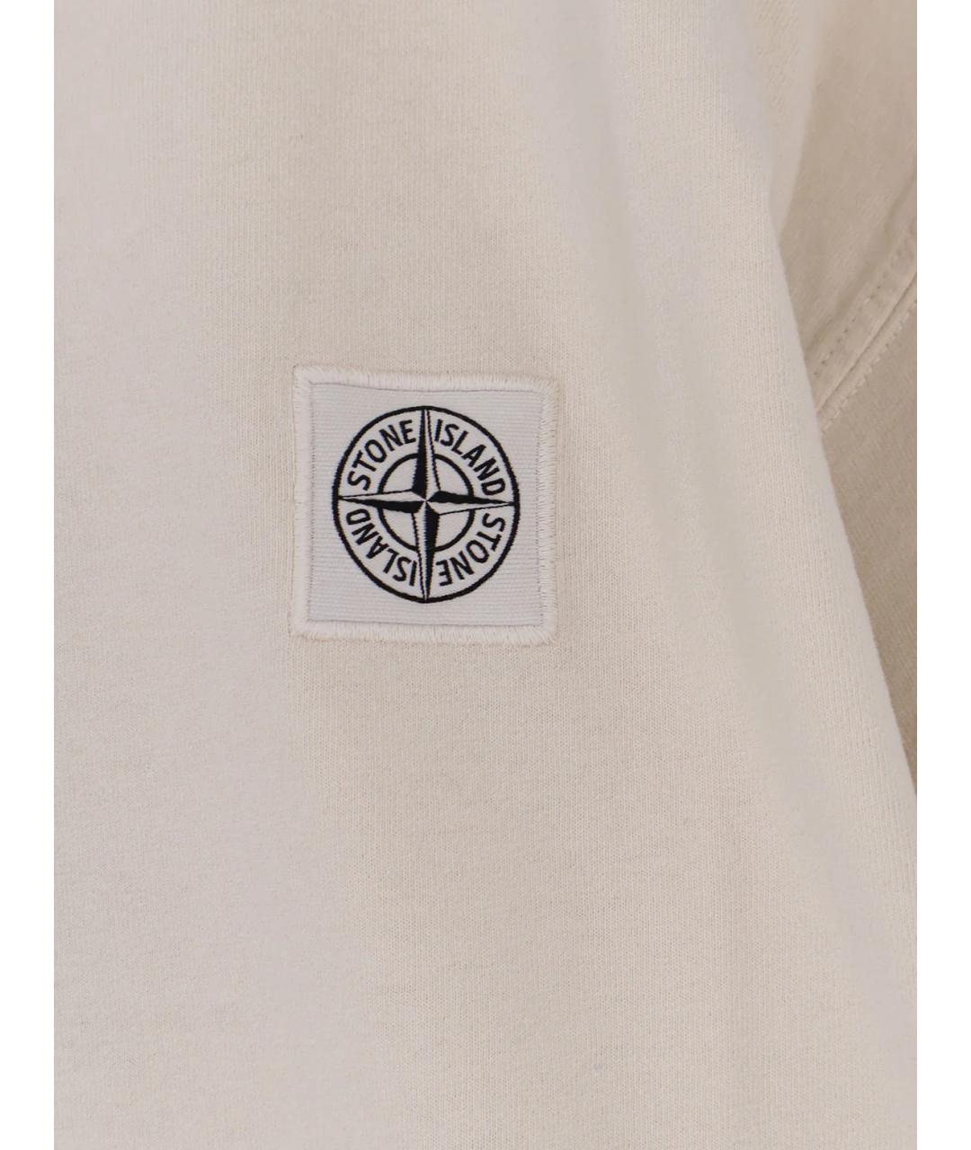 STONE ISLAND Бежевая хлопковая футболка, фото 3