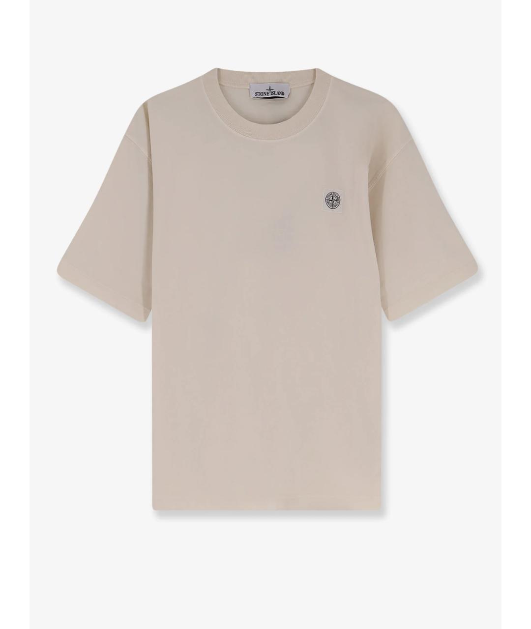 STONE ISLAND Бежевая хлопковая футболка, фото 4