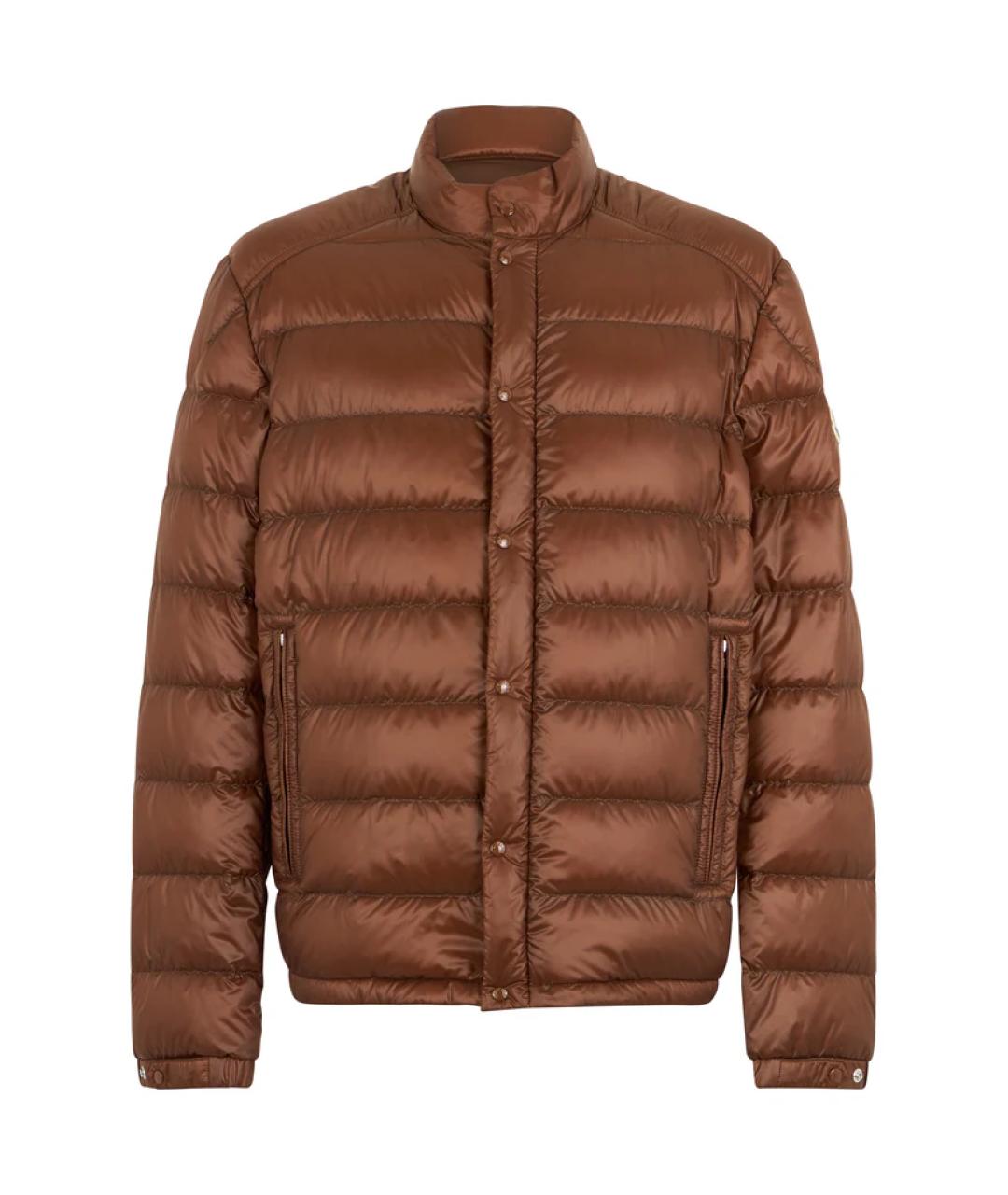 MONCLER Коричневый полиамидовый пуховик, фото 1