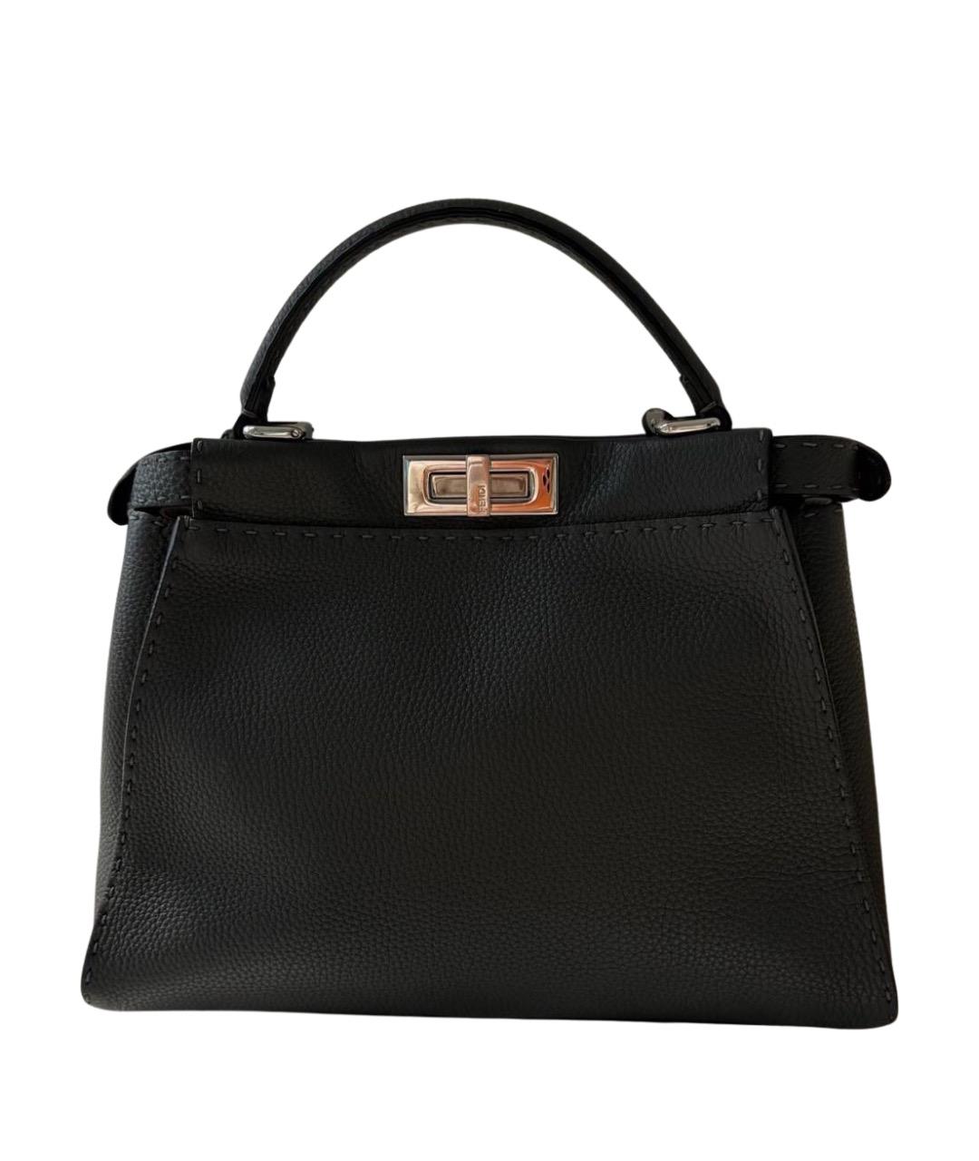 FENDI Черная кожаная сумка с короткими ручками, фото 1