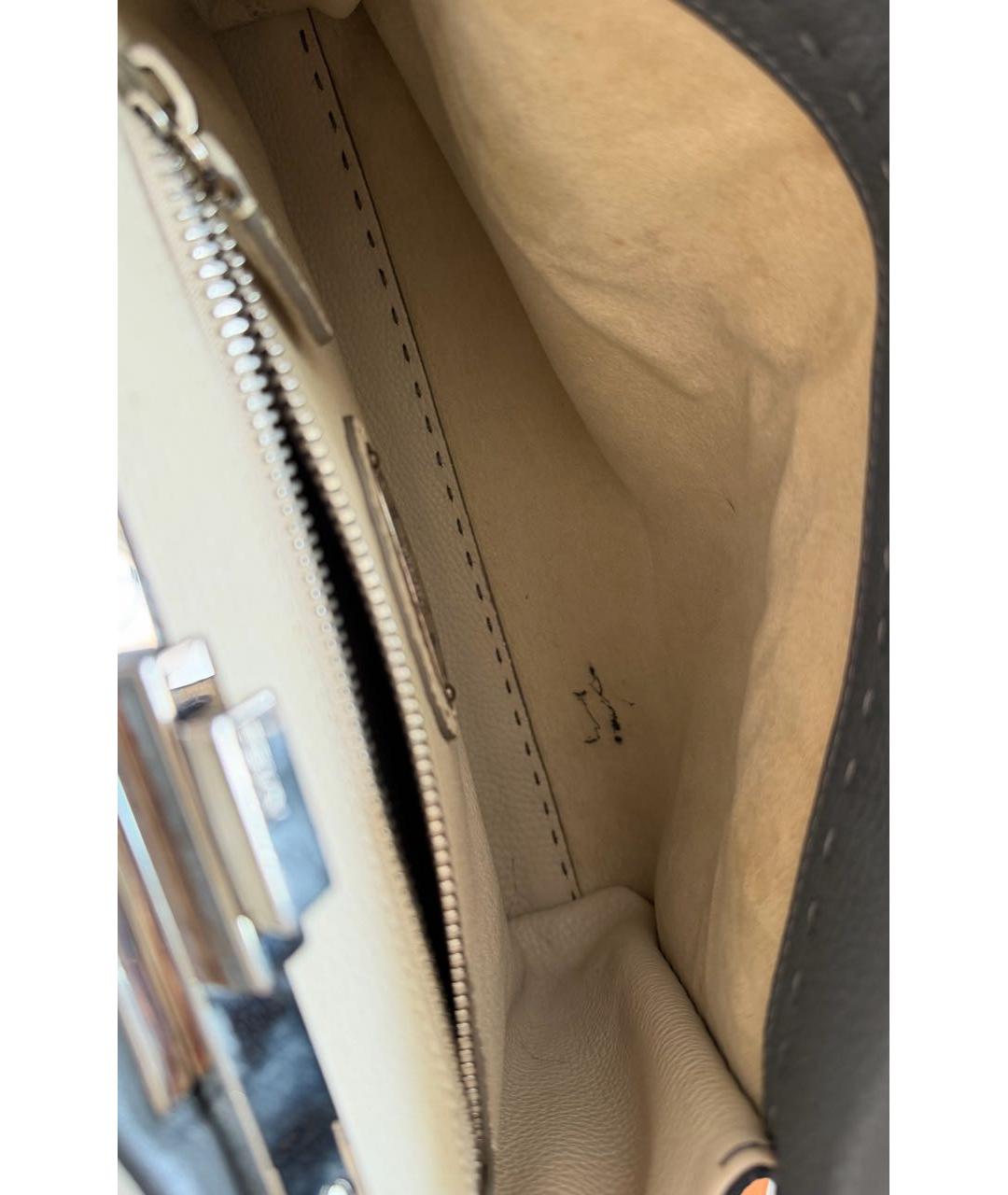 FENDI Черная кожаная сумка с короткими ручками, фото 8