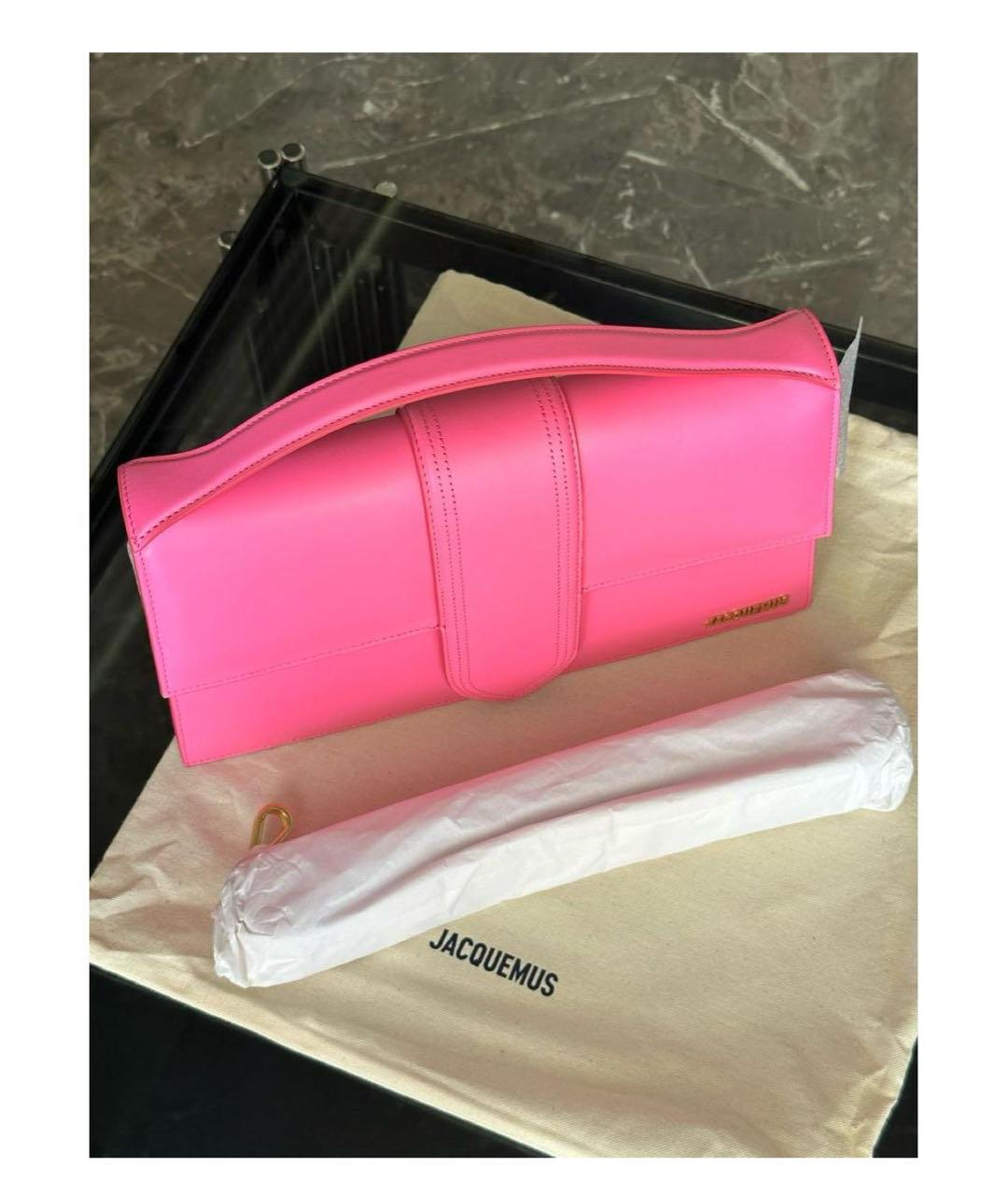 JACQUEMUS Розовая кожаная сумка с короткими ручками, фото 4