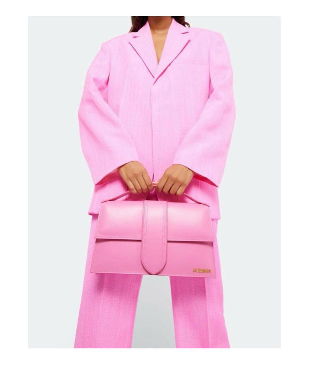 JACQUEMUS Розовая кожаная сумка с короткими ручками, фото 2