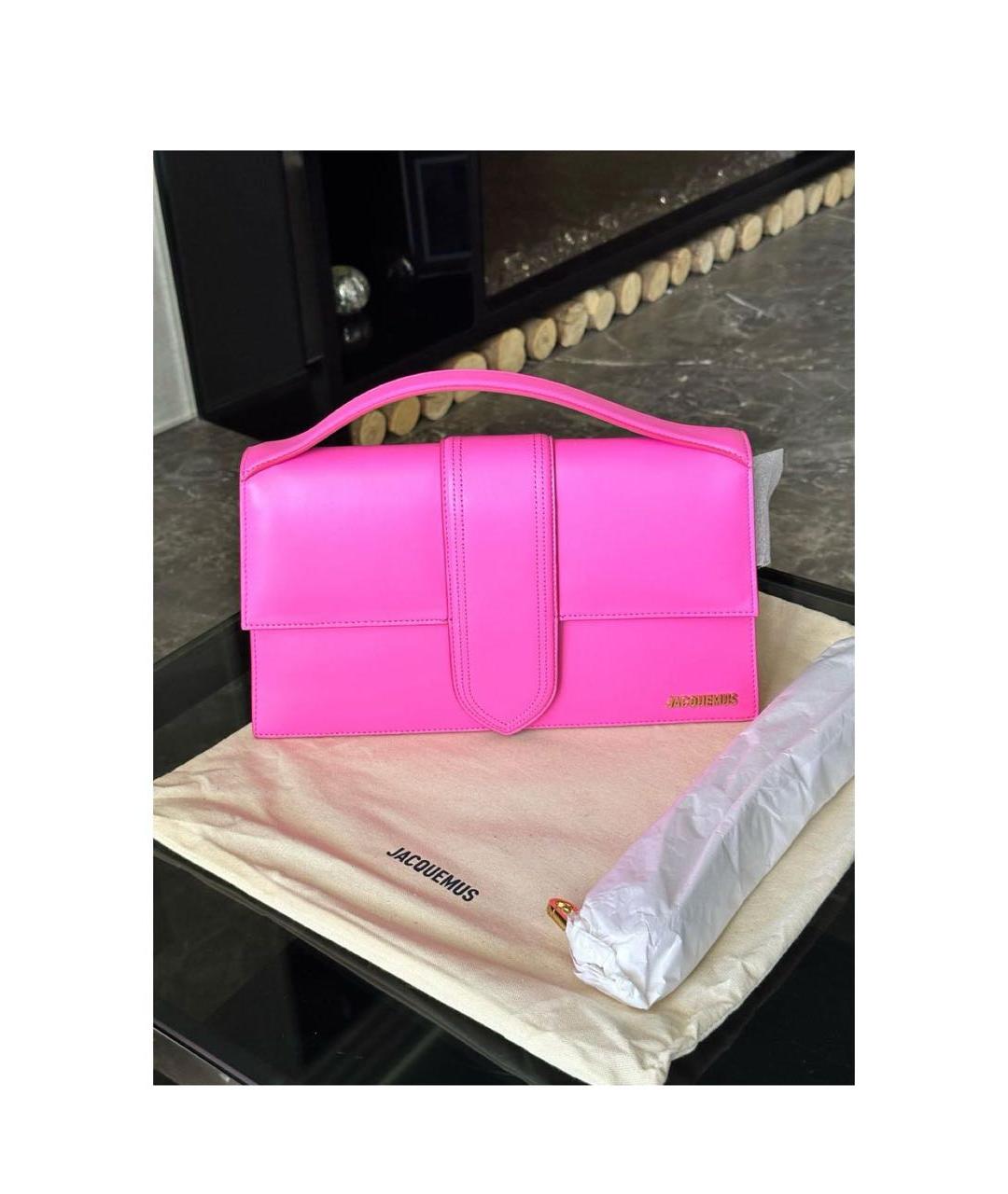 JACQUEMUS Розовая кожаная сумка с короткими ручками, фото 3