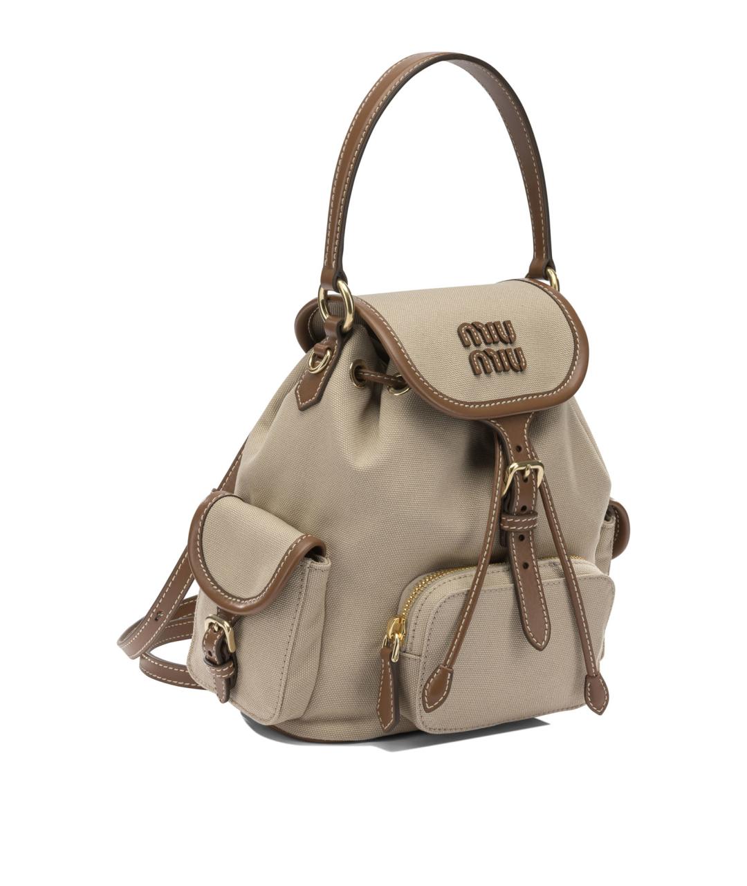 MIU MIU Бежевый хлопковый рюкзак, фото 2