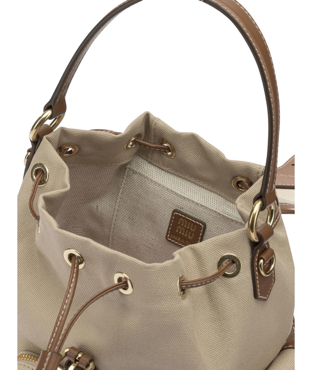 MIU MIU Бежевый хлопковый рюкзак, фото 5