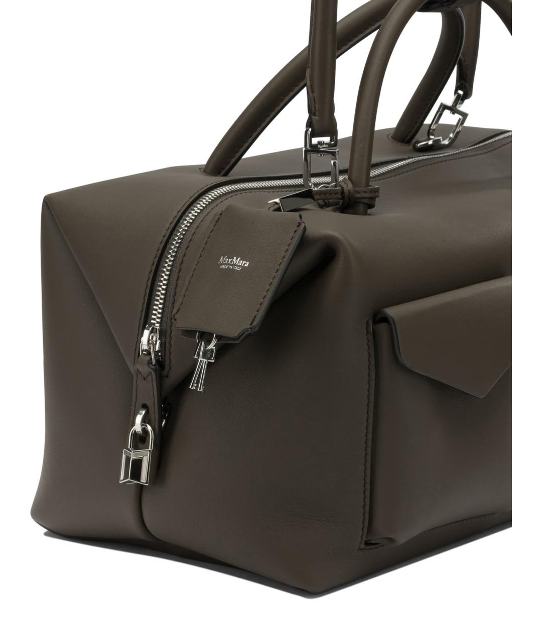 MAX MARA Коричневая кожаная сумка с короткими ручками, фото 4