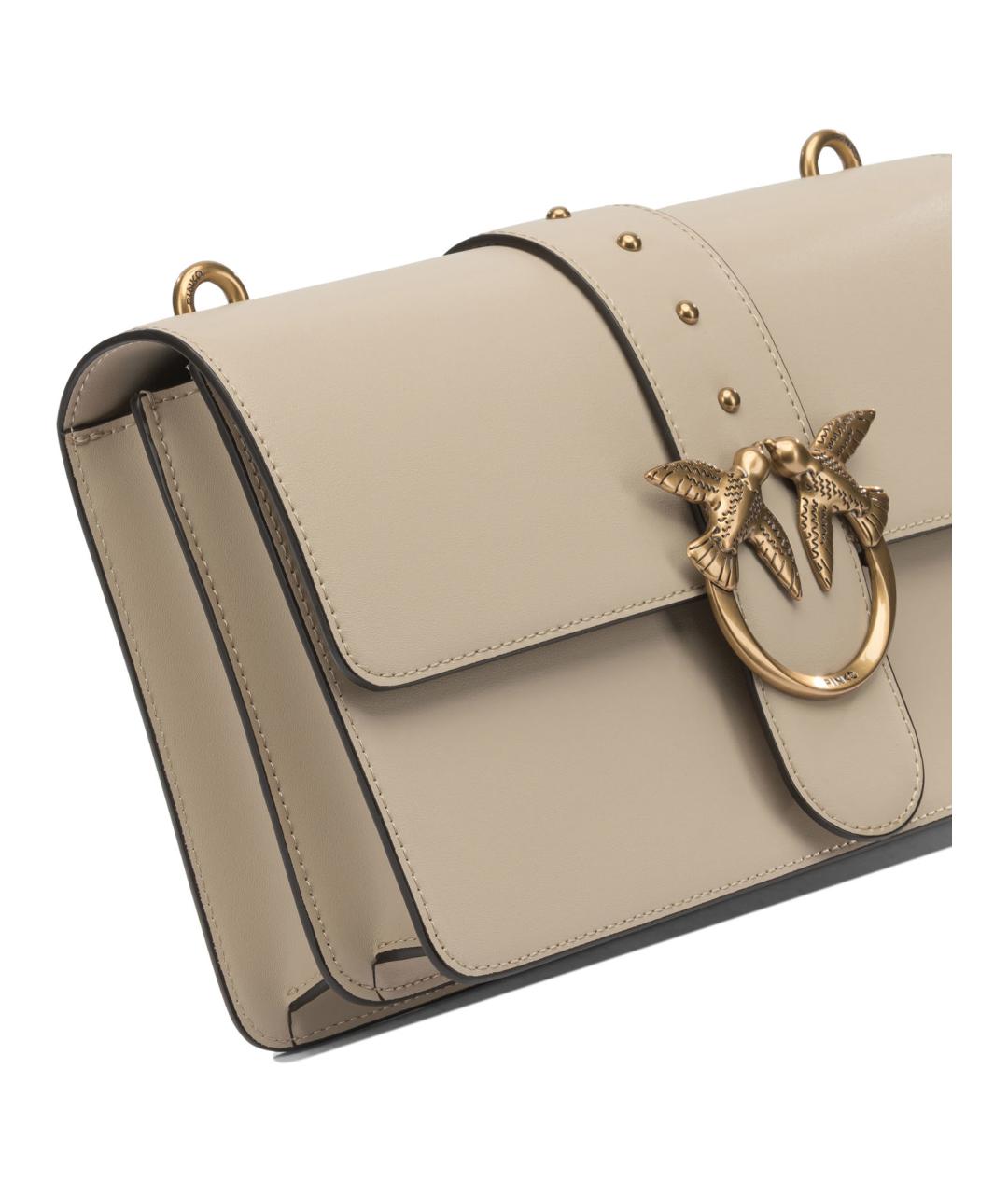 PINKO Бежевая кожаная сумка через плечо, фото 4