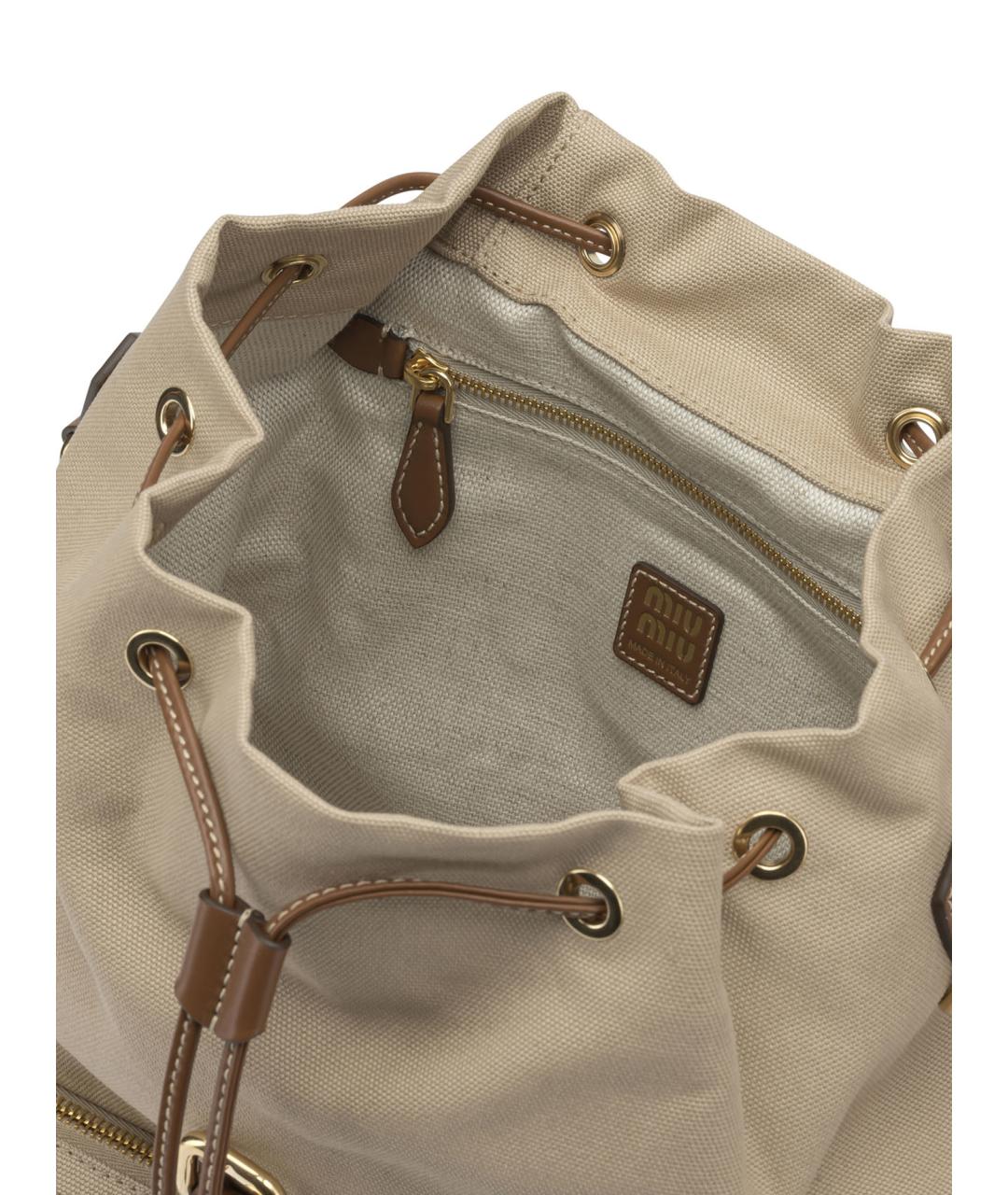 MIU MIU Бежевый хлопковый рюкзак, фото 5