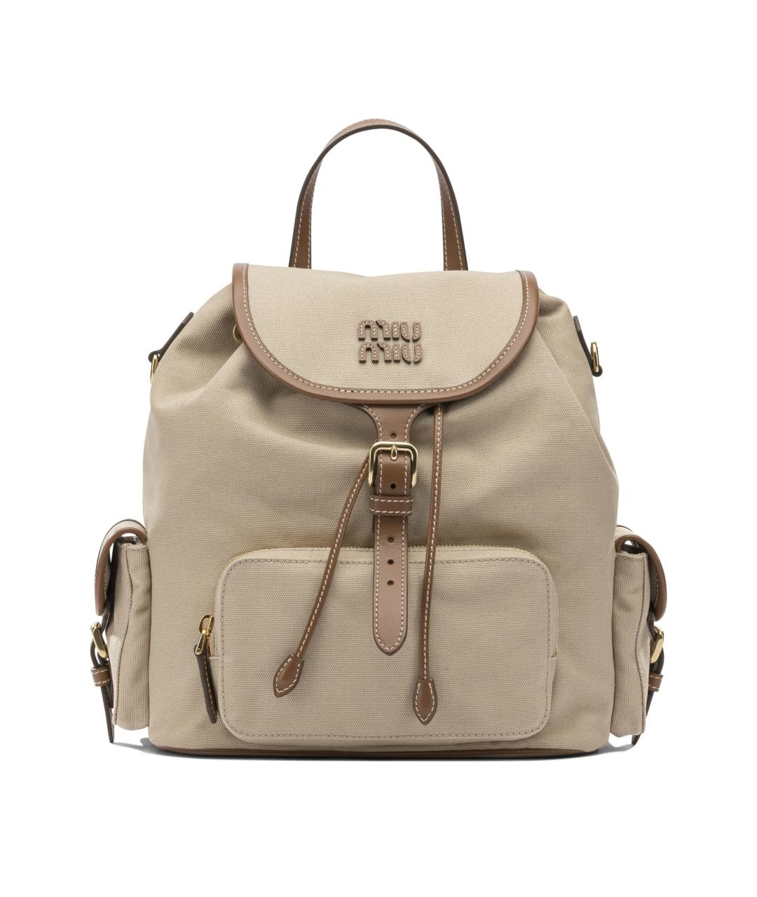 MIU MIU Бежевый хлопковый рюкзак, фото 1
