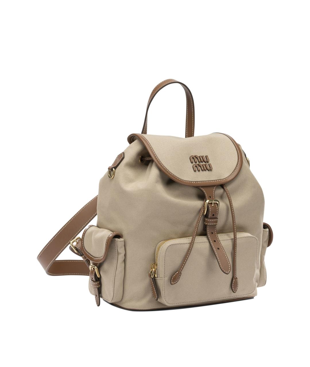 MIU MIU Бежевый хлопковый рюкзак, фото 2