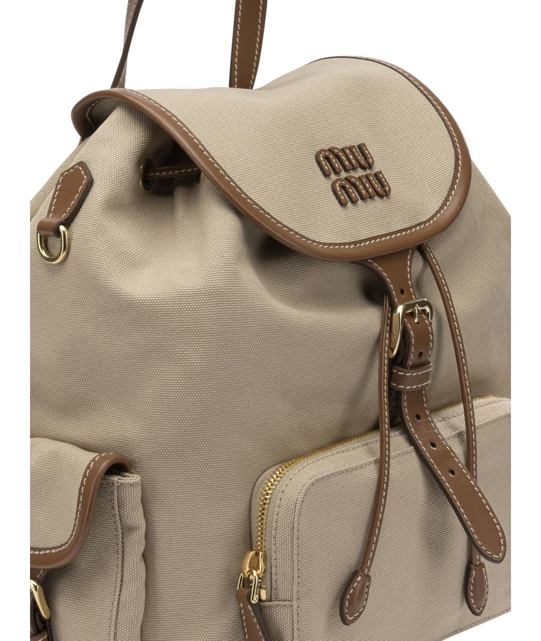 MIU MIU Бежевый хлопковый рюкзак, фото 4