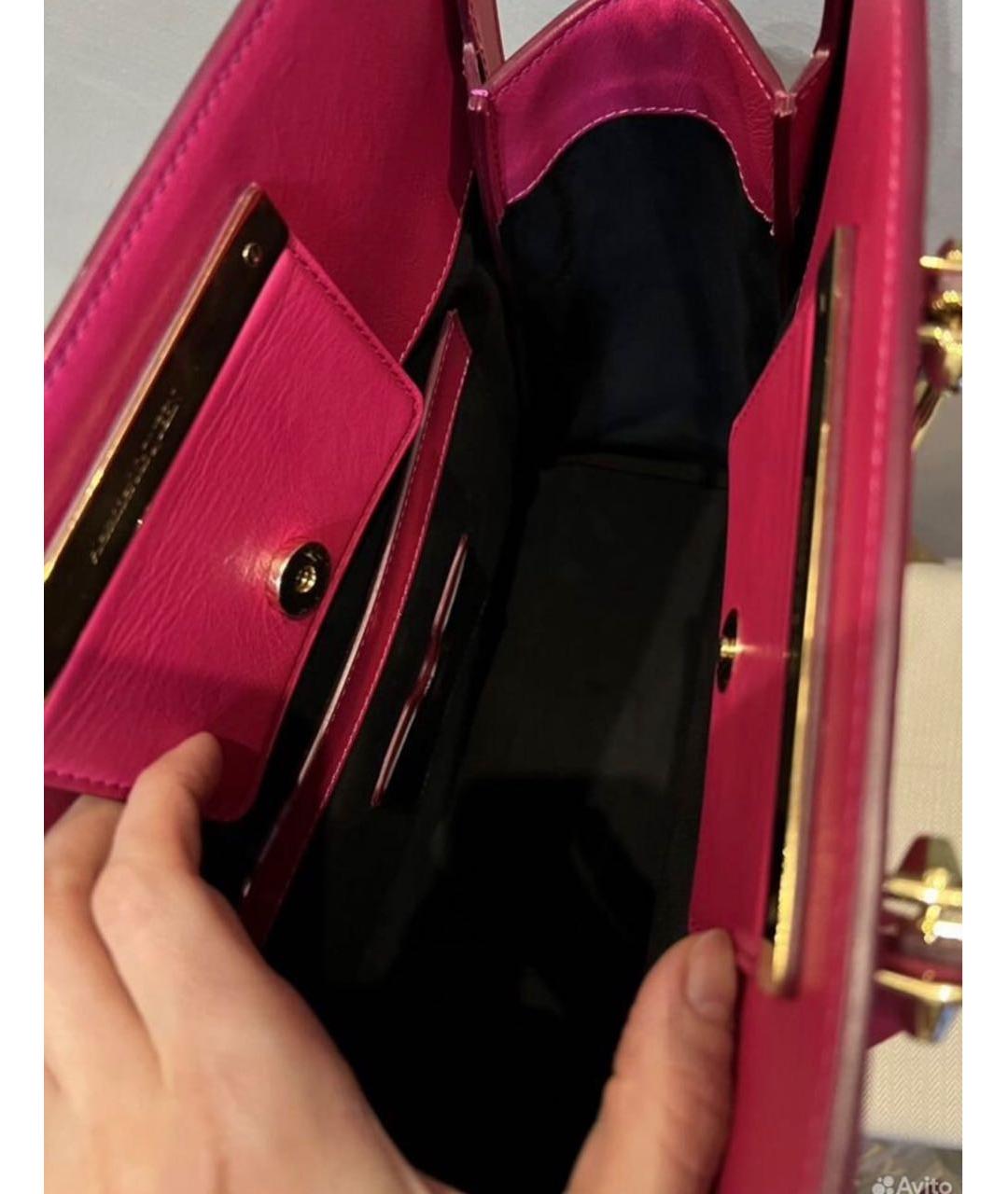 ALEXANDER MCQUEEN Фуксия кожаная сумка тоут, фото 4