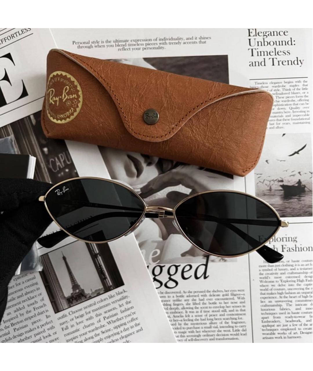 RAY BAN Черные металлические солнцезащитные очки, фото 5