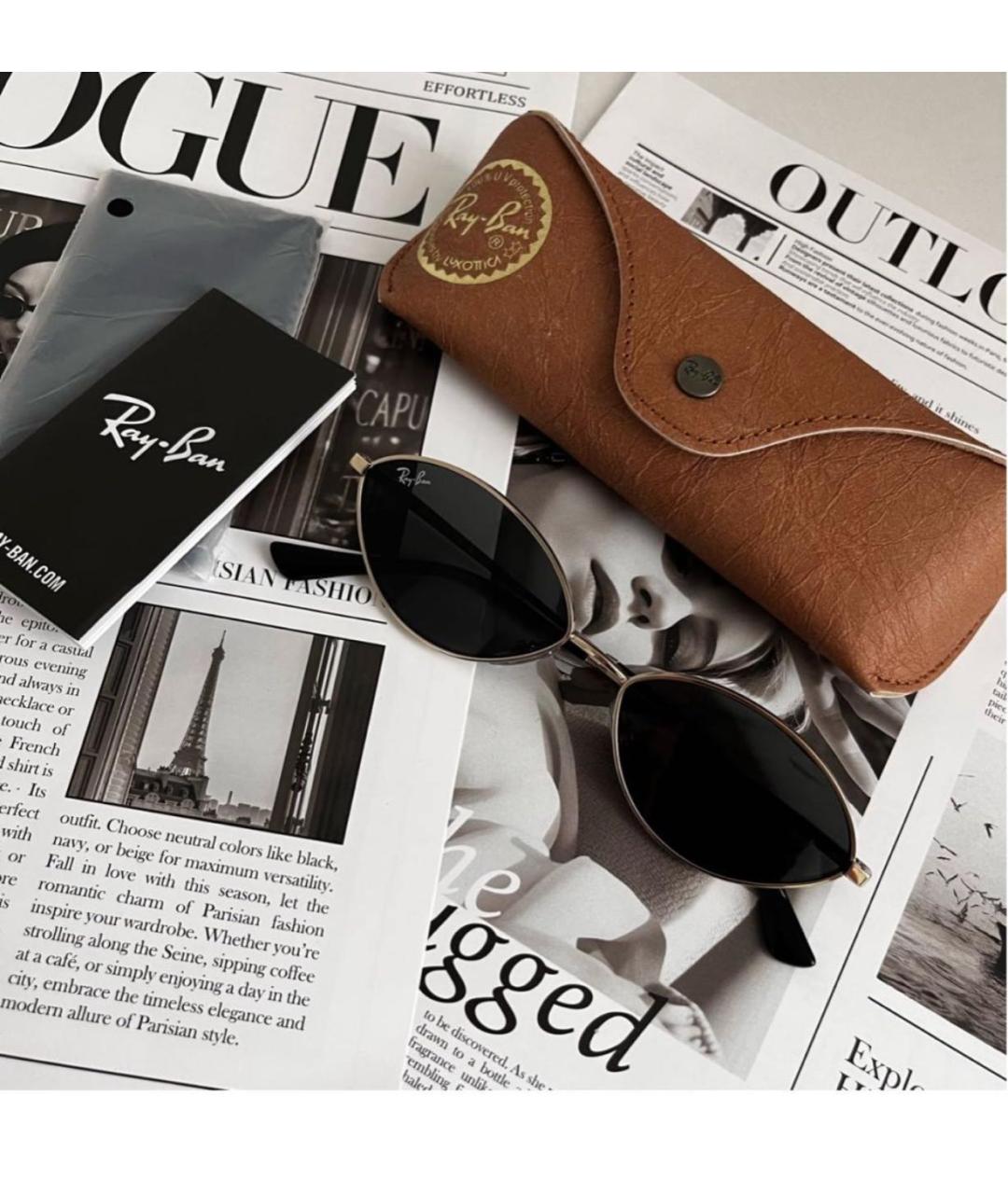 RAY BAN Черные металлические солнцезащитные очки, фото 2