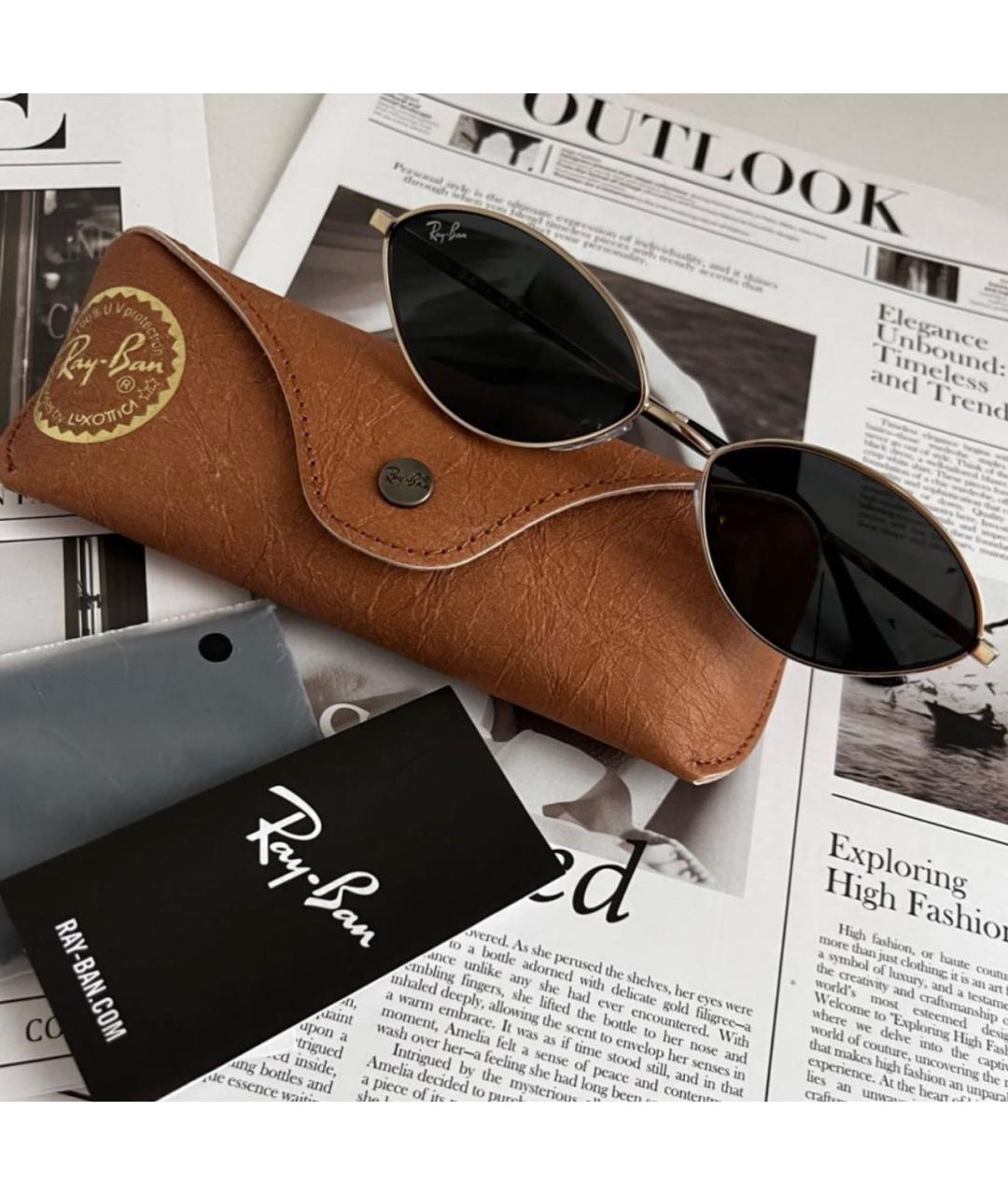 RAY BAN Черные металлические солнцезащитные очки, фото 7