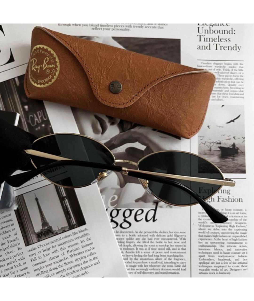 RAY BAN Черные металлические солнцезащитные очки, фото 6