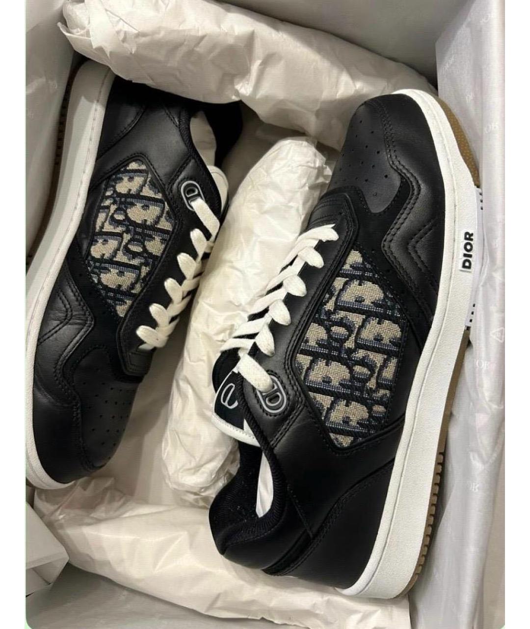CHRISTIAN DIOR Черные кожаные низкие кроссовки / кеды, фото 3