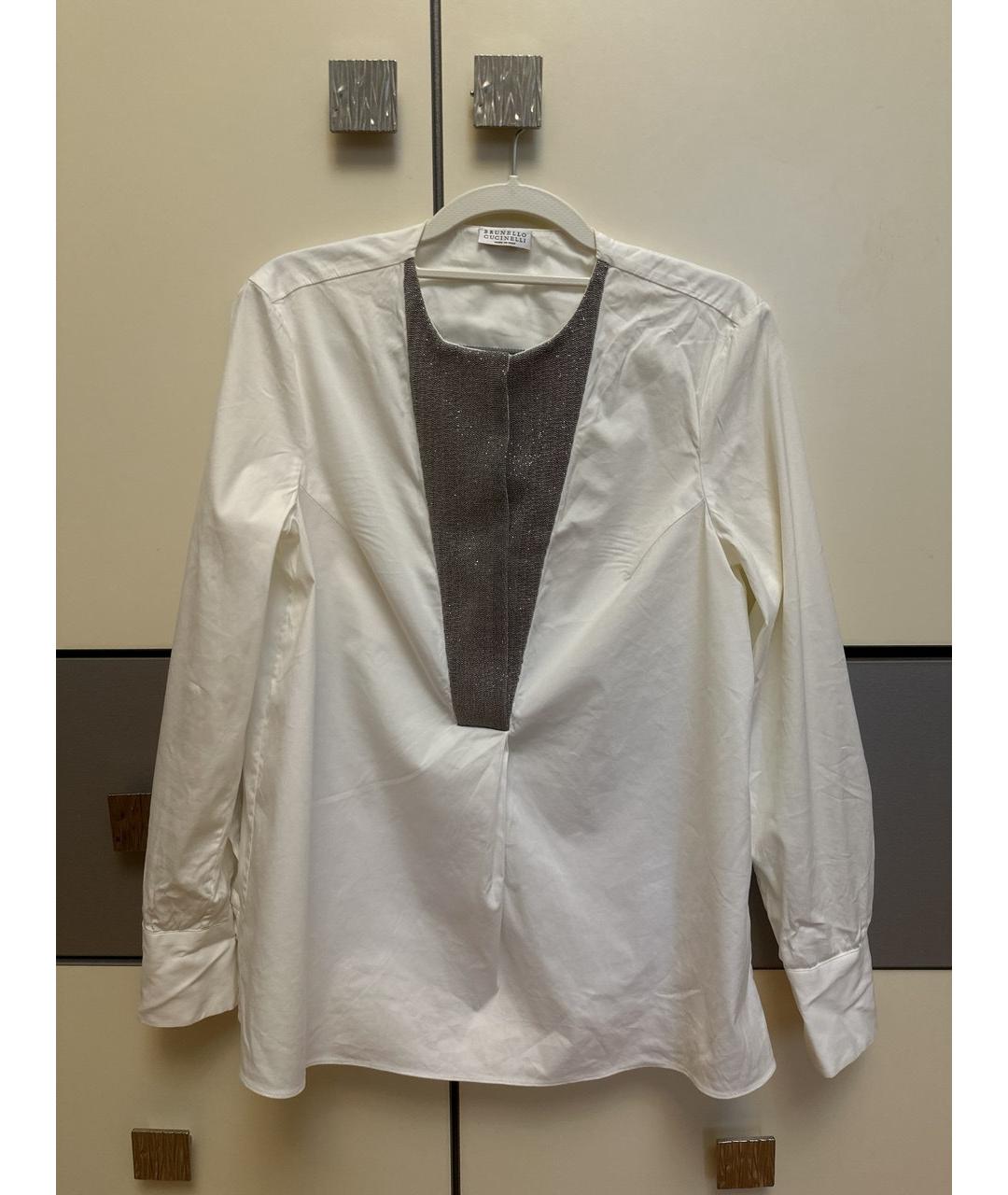 BRUNELLO CUCINELLI Белая шелковая блузы, фото 6
