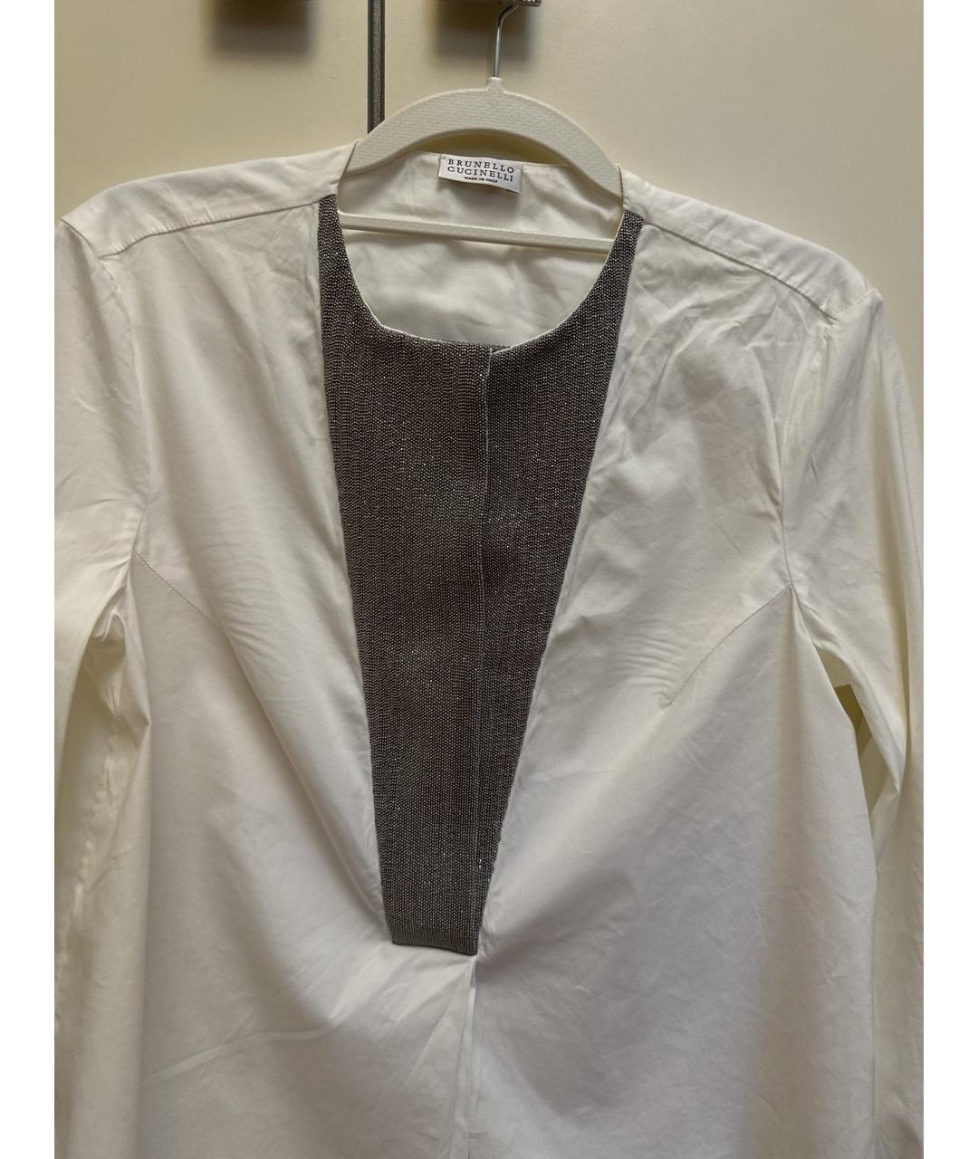 BRUNELLO CUCINELLI Белая шелковая блузы, фото 3