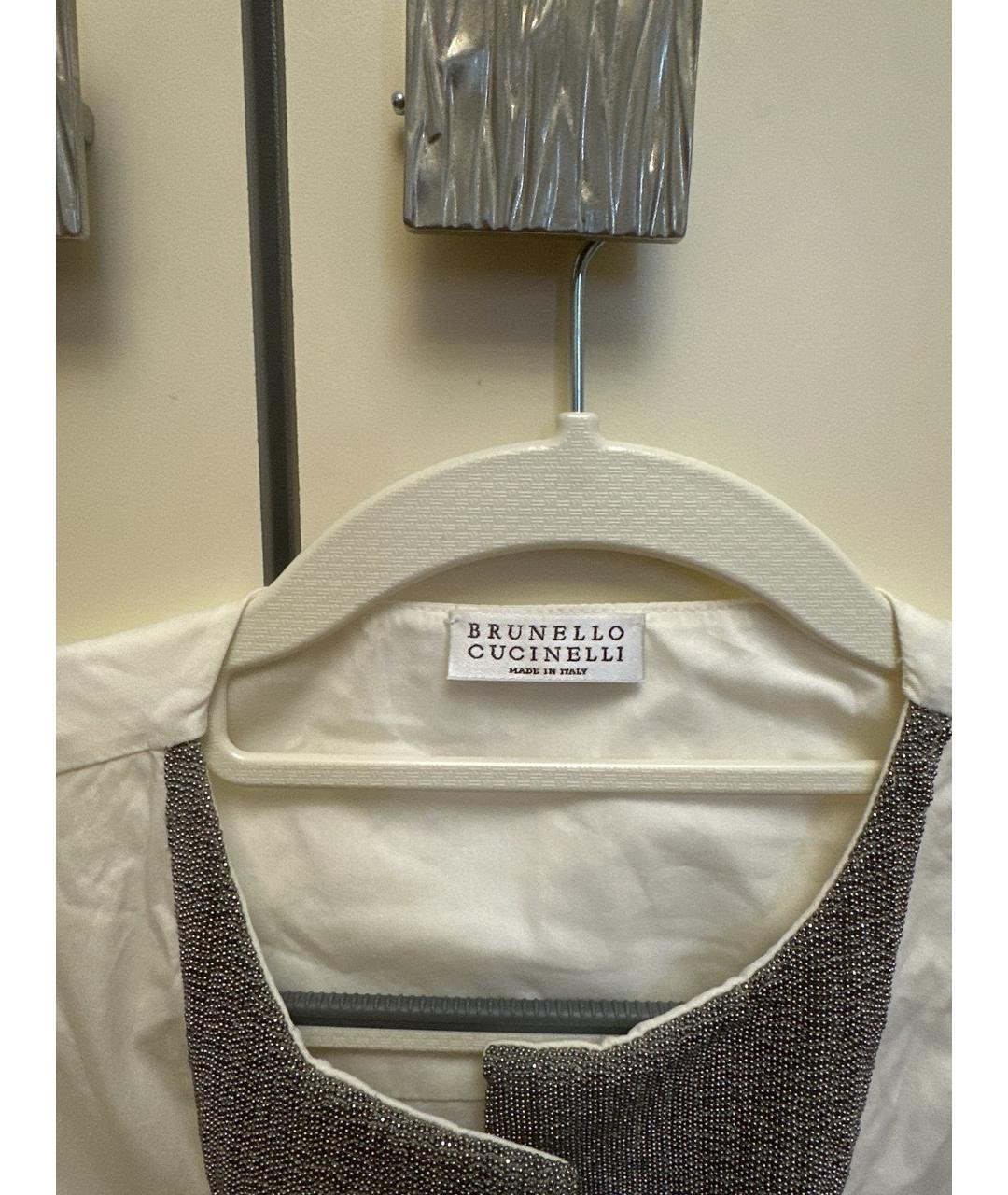 BRUNELLO CUCINELLI Белая шелковая блузы, фото 4