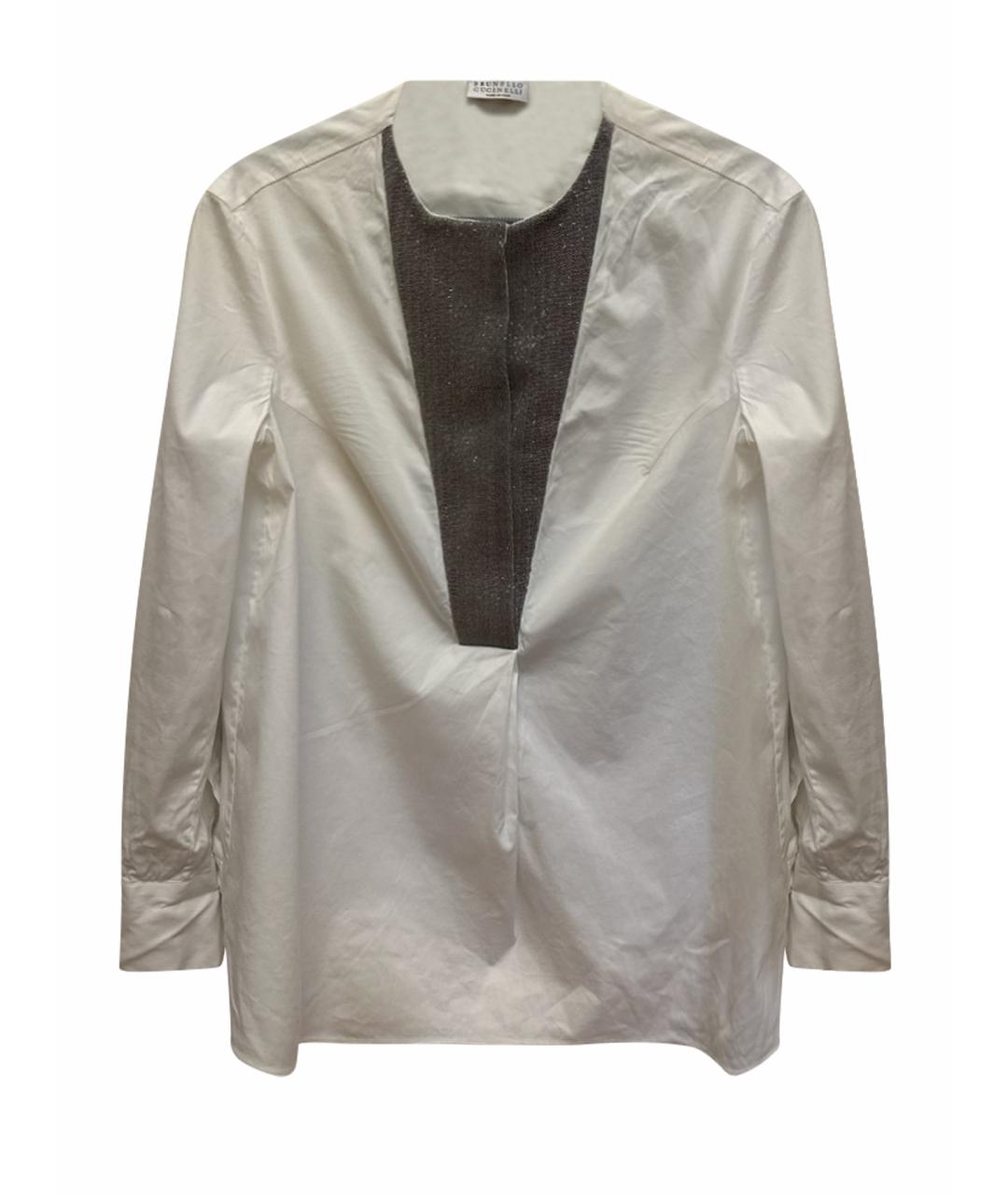 BRUNELLO CUCINELLI Белая шелковая блузы, фото 1