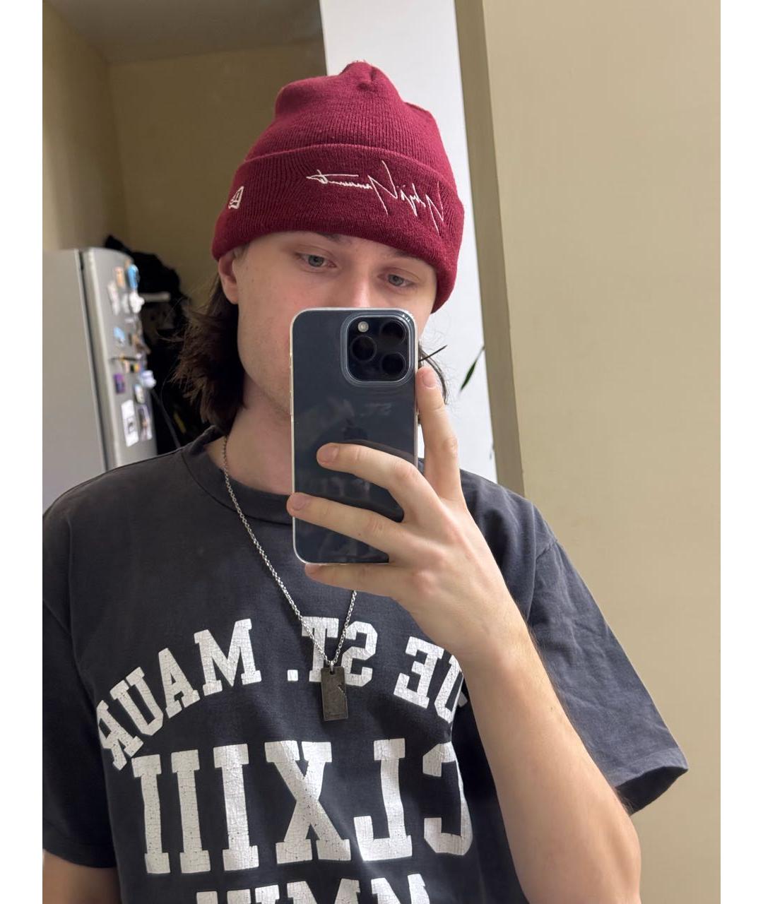 YOHJI YAMAMOTO Бордовая шапка, фото 5