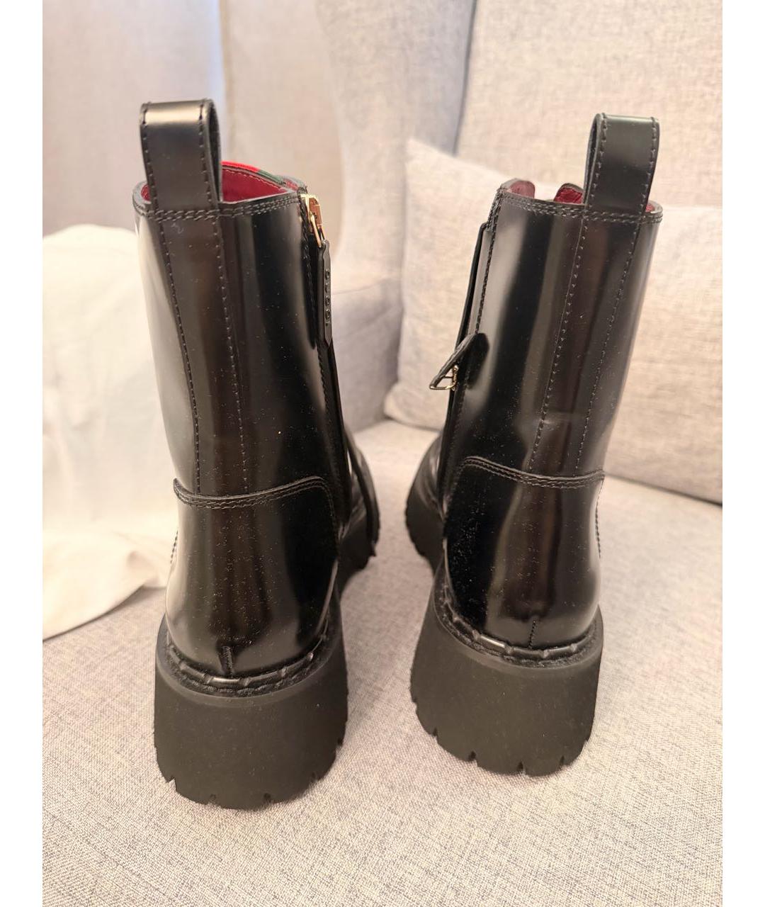 GUCCI Черные кожаные ботинки, фото 3