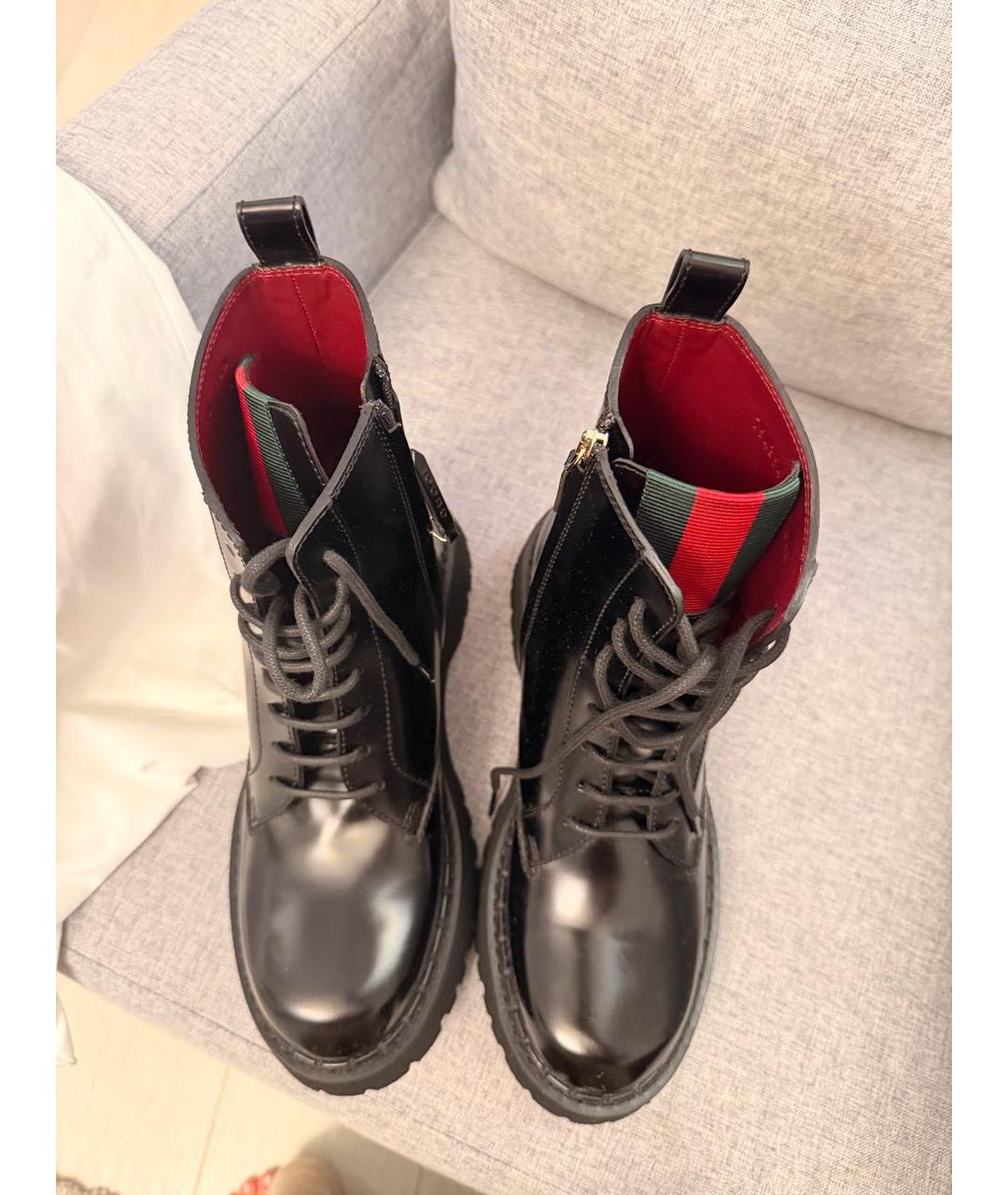 GUCCI Черные кожаные ботинки, фото 4