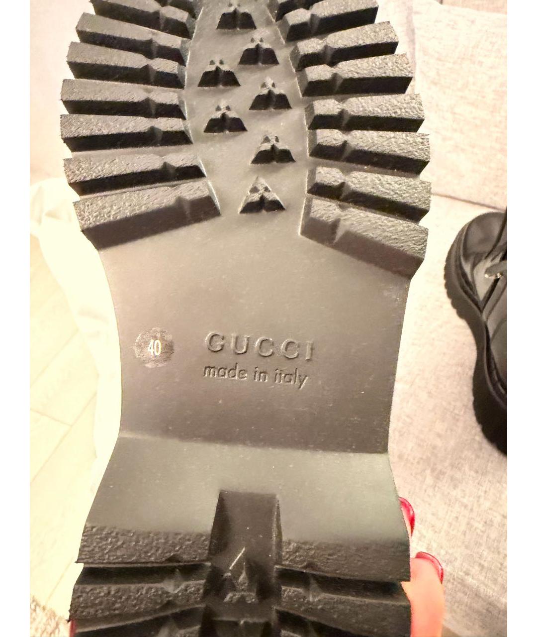 GUCCI Черные кожаные ботинки, фото 5