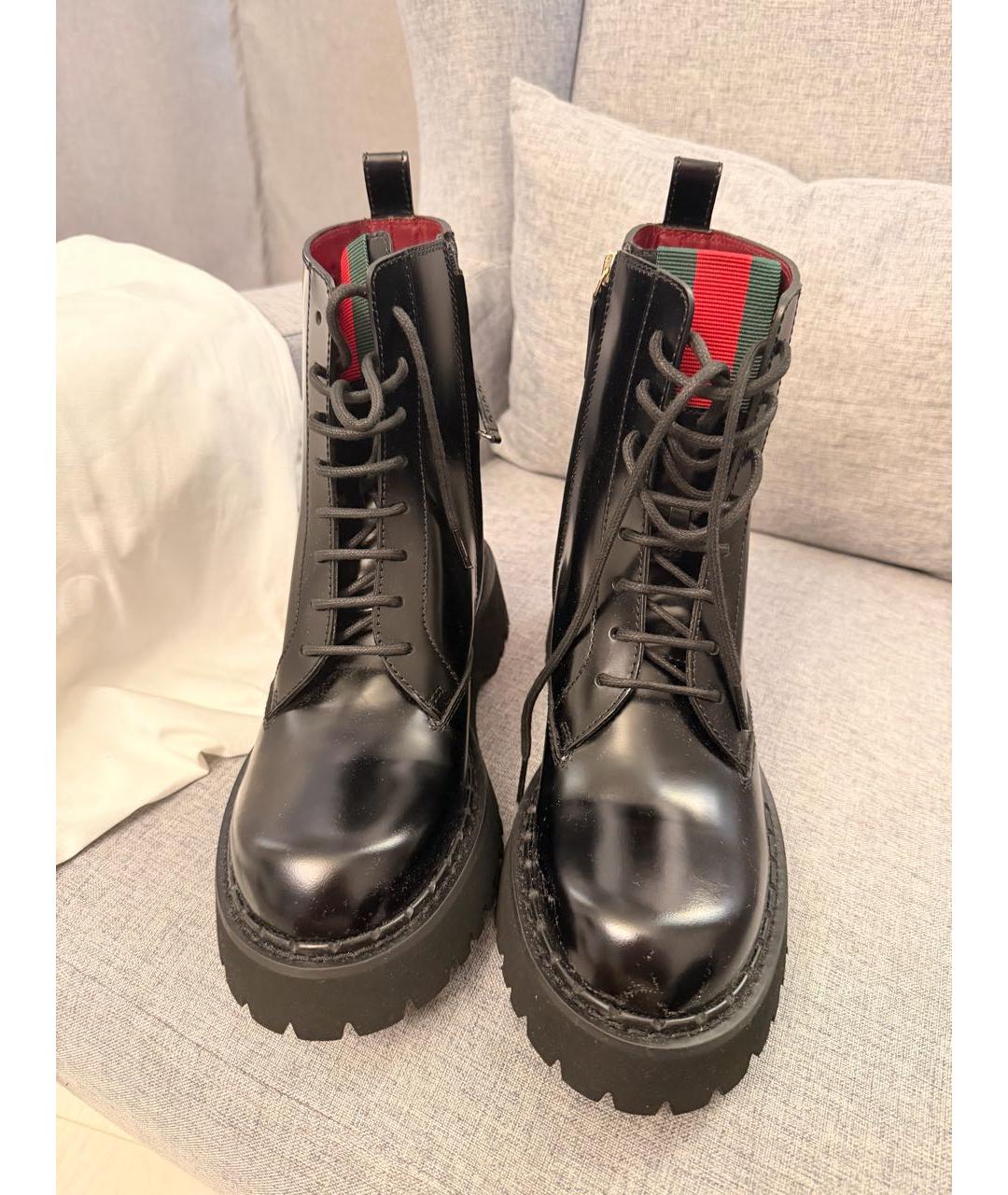 GUCCI Черные кожаные ботинки, фото 2