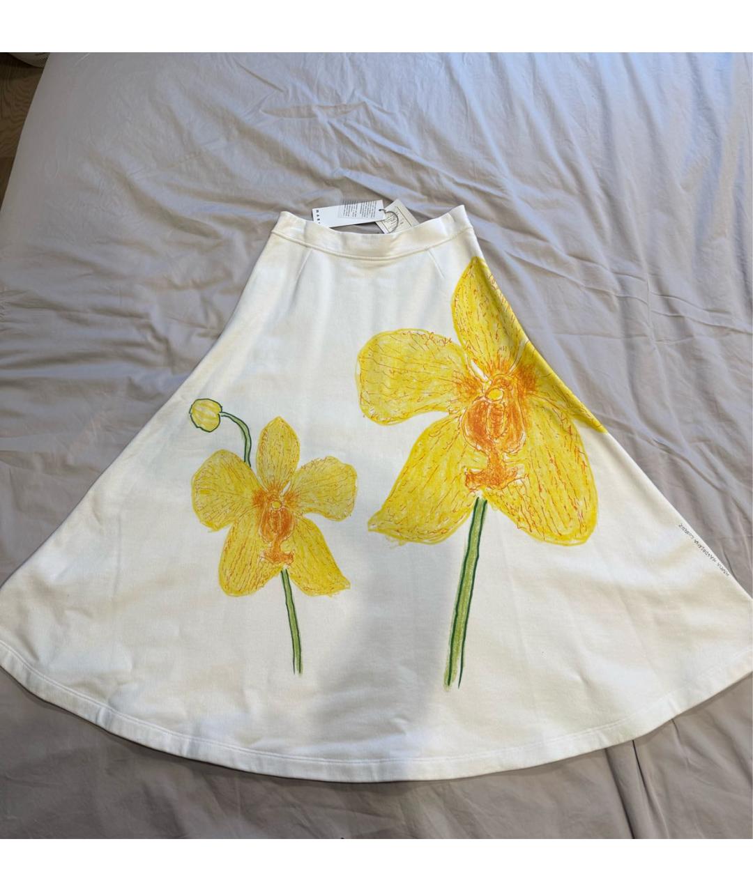 MARNI Белая хлопковая юбка миди, фото 2