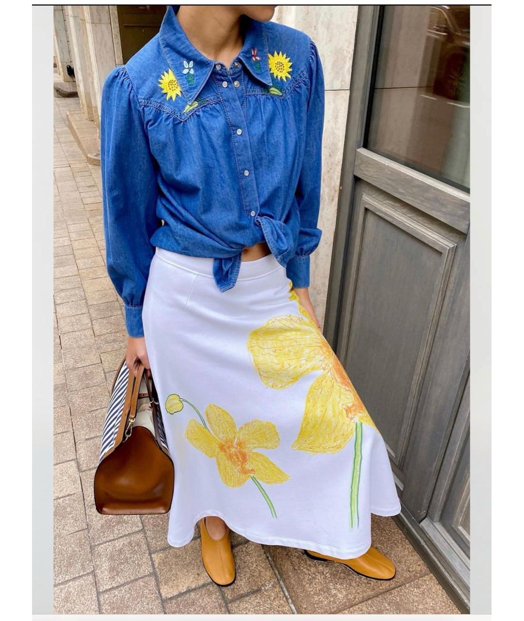 MARNI Белая хлопковая юбка миди, фото 7